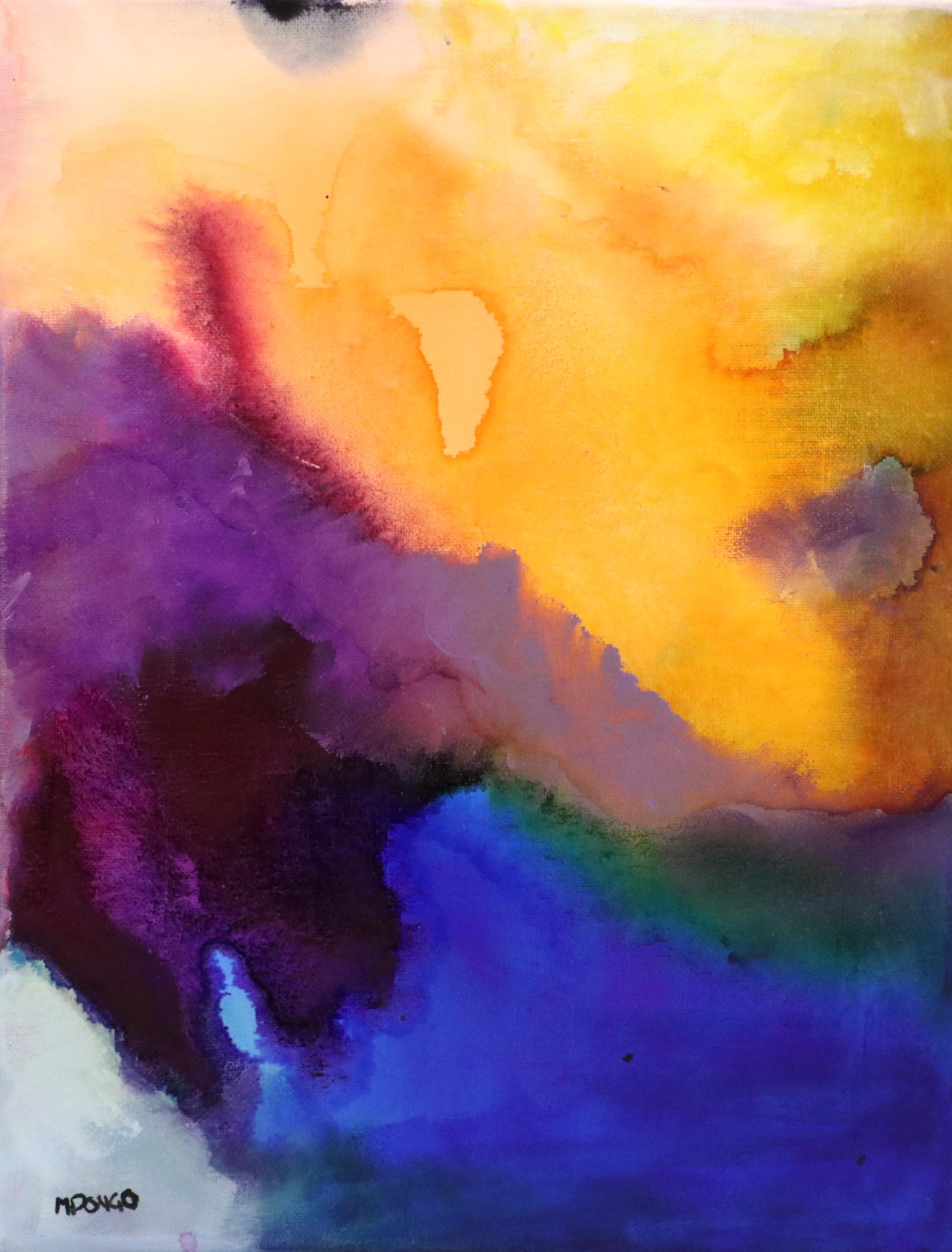 Milagros Pongo Abstract Mixed Media Painting "Eternal Lights," 21st Century