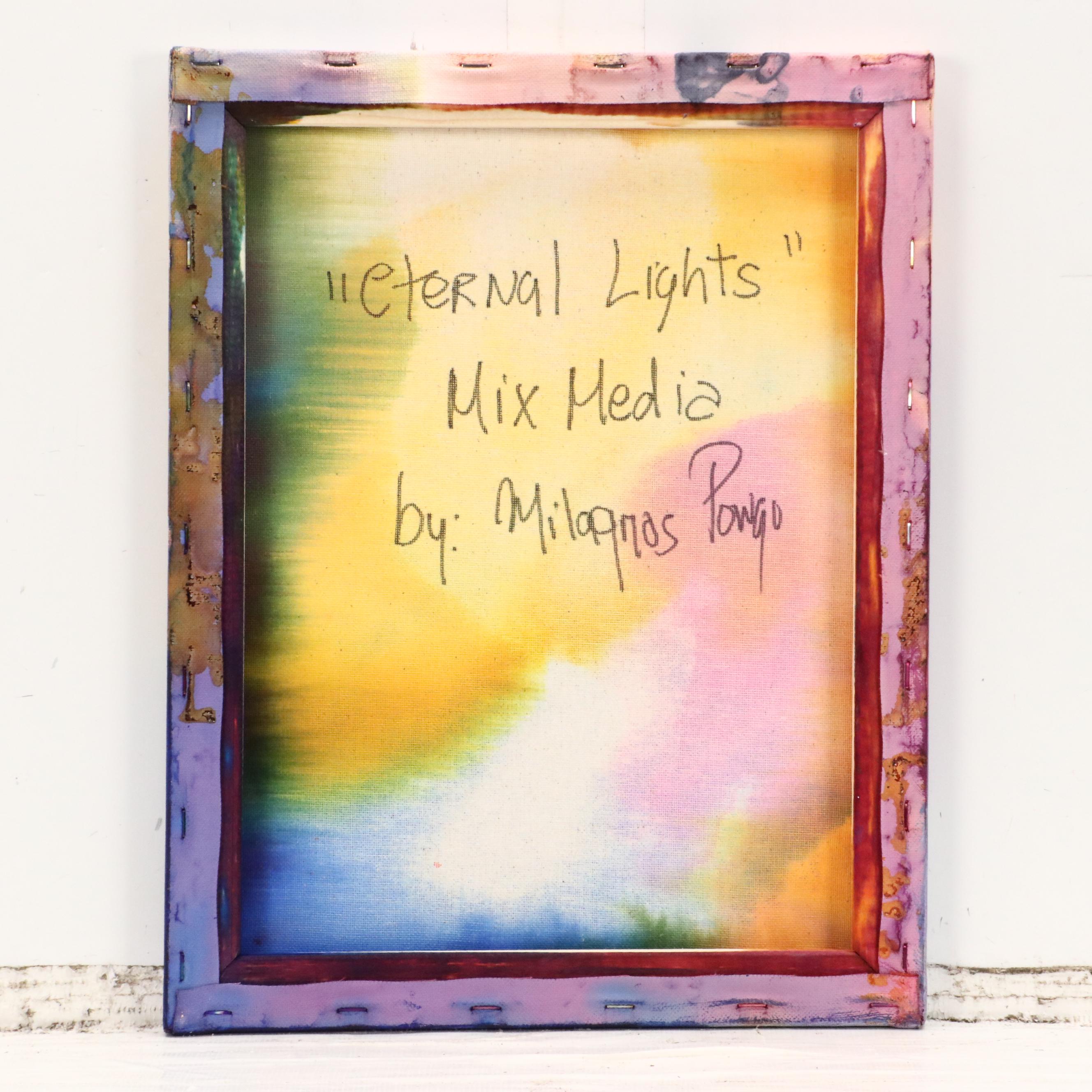 Milagros Pongo Abstract Mixed Media Painting "Eternal Lights," 21st Century