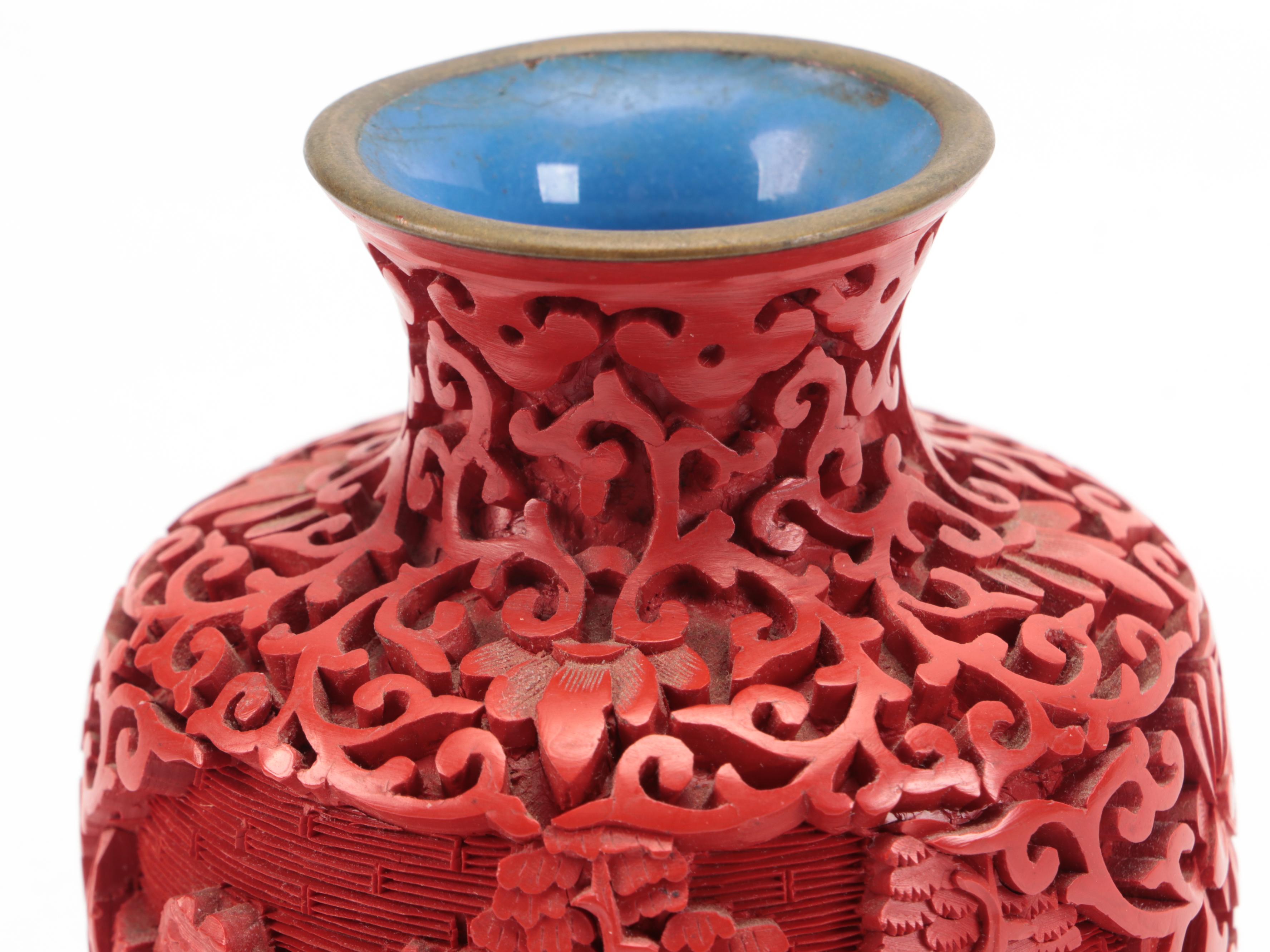 Chinese Cloisonné, Cinnabar and Japanese Porcelain Vases