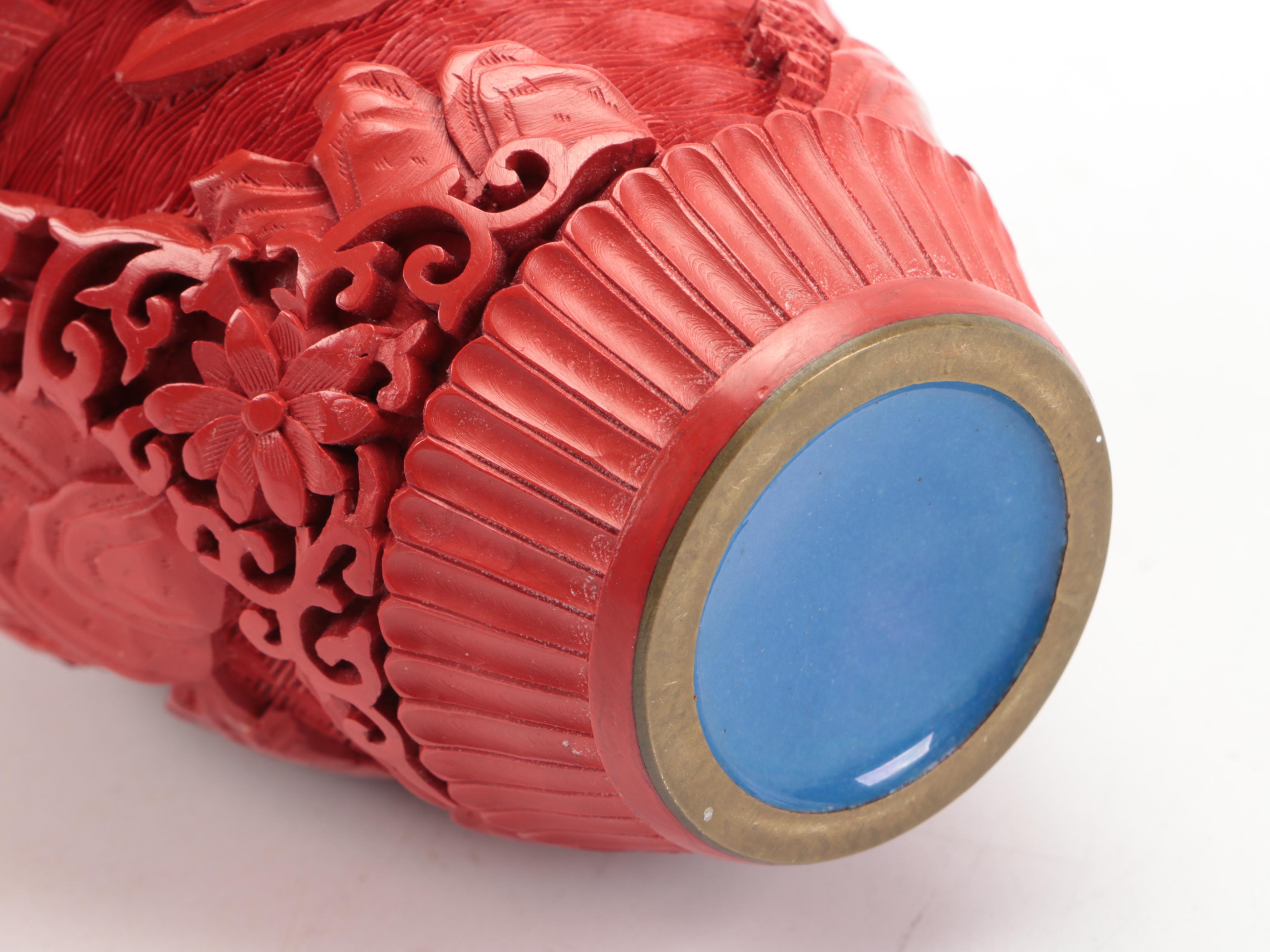 Chinese Cloisonné, Cinnabar and Japanese Porcelain Vases