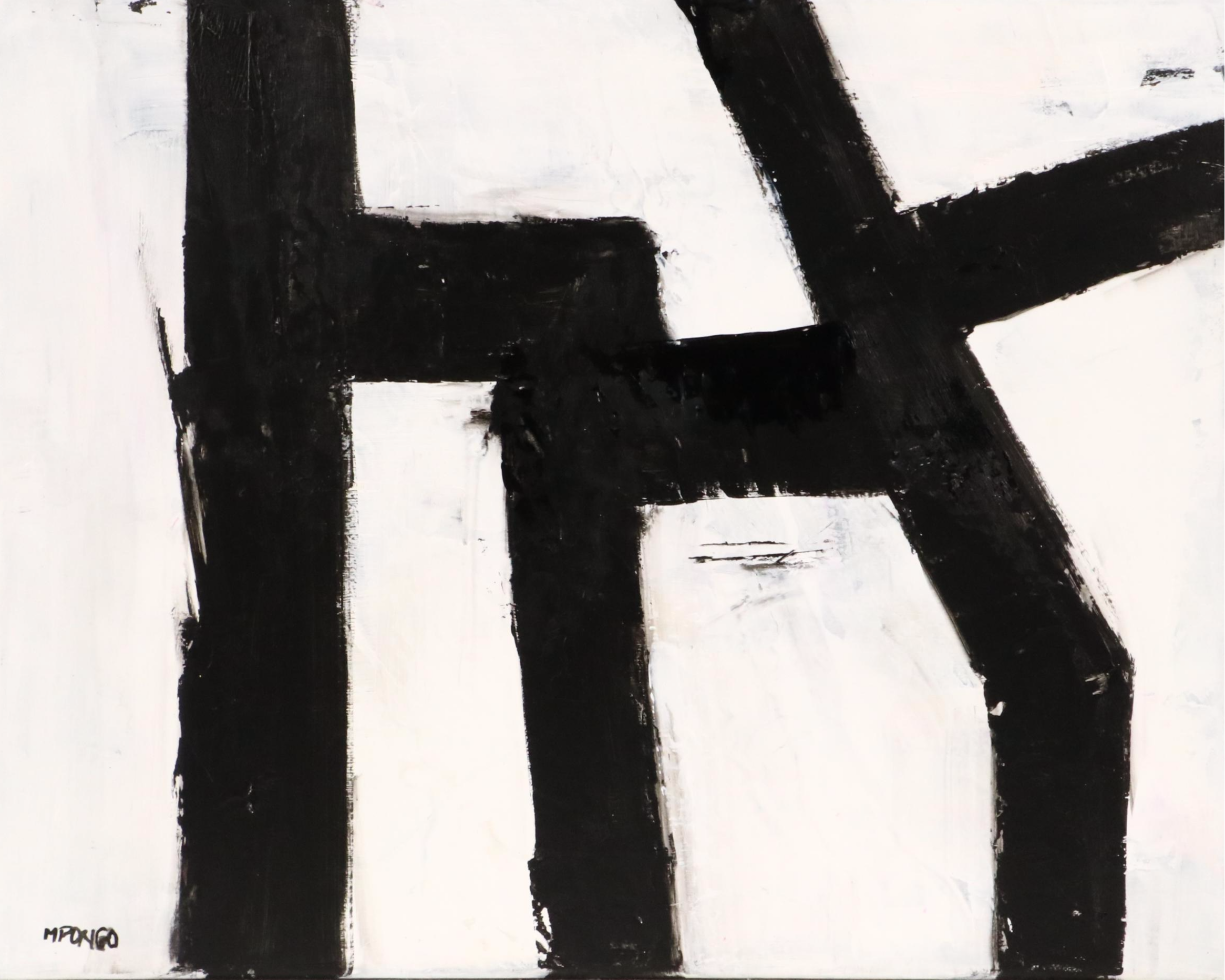 Milagros Pongo Abstract Mixed Media Painting "Minimalist Art," 21st Century