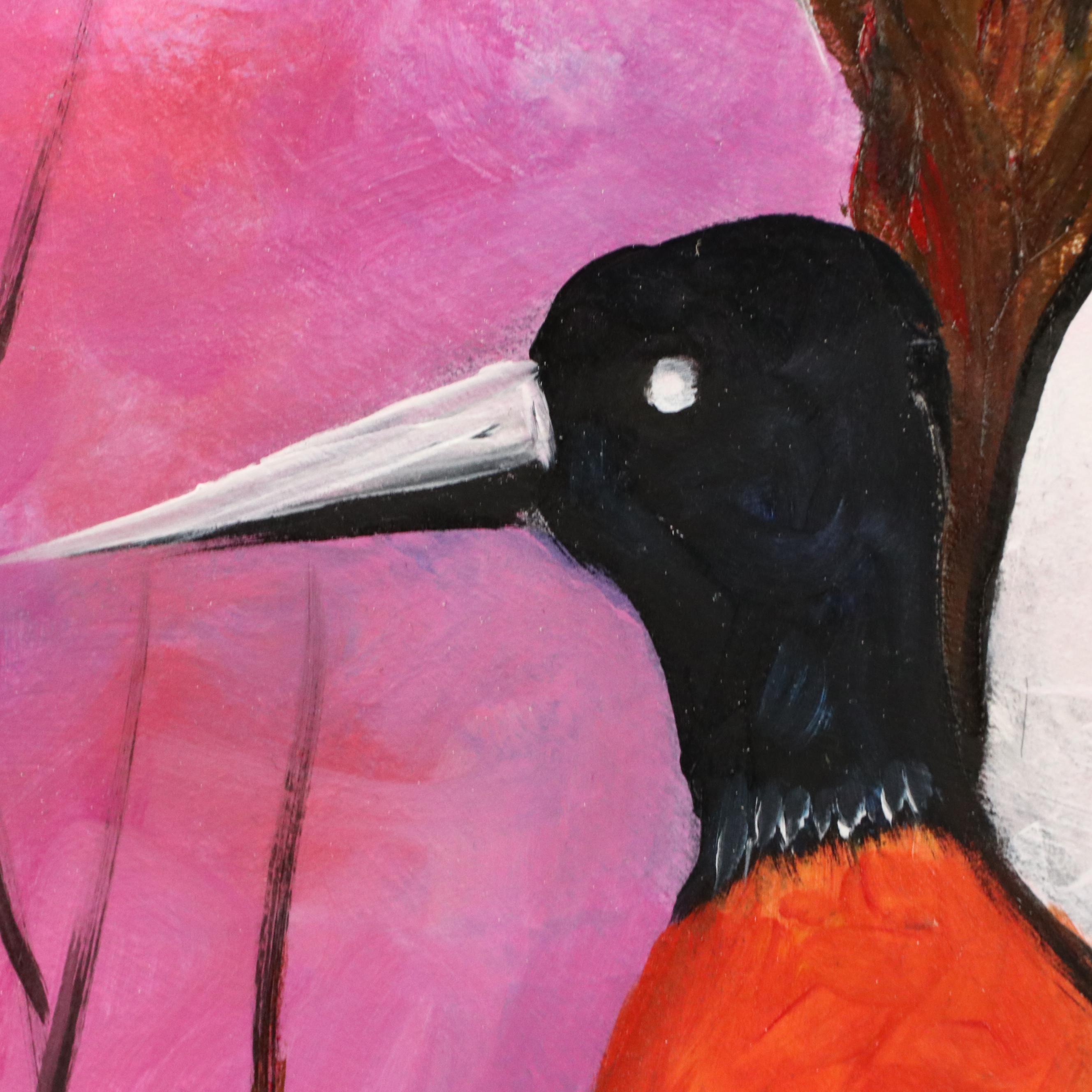 Bayo Ogundele Oil Painting of Bird, 21st Century