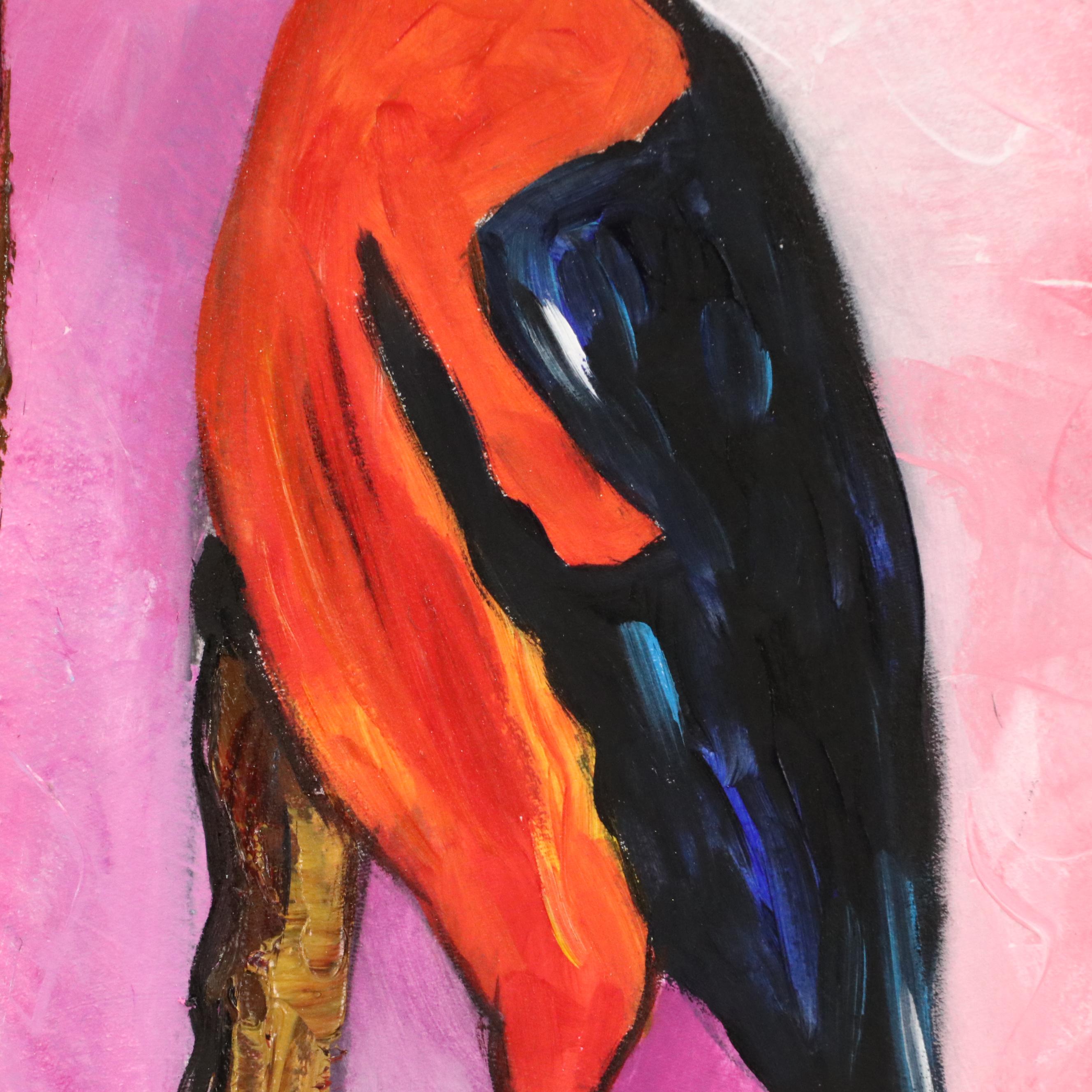 Bayo Ogundele Oil Painting of Bird, 21st Century