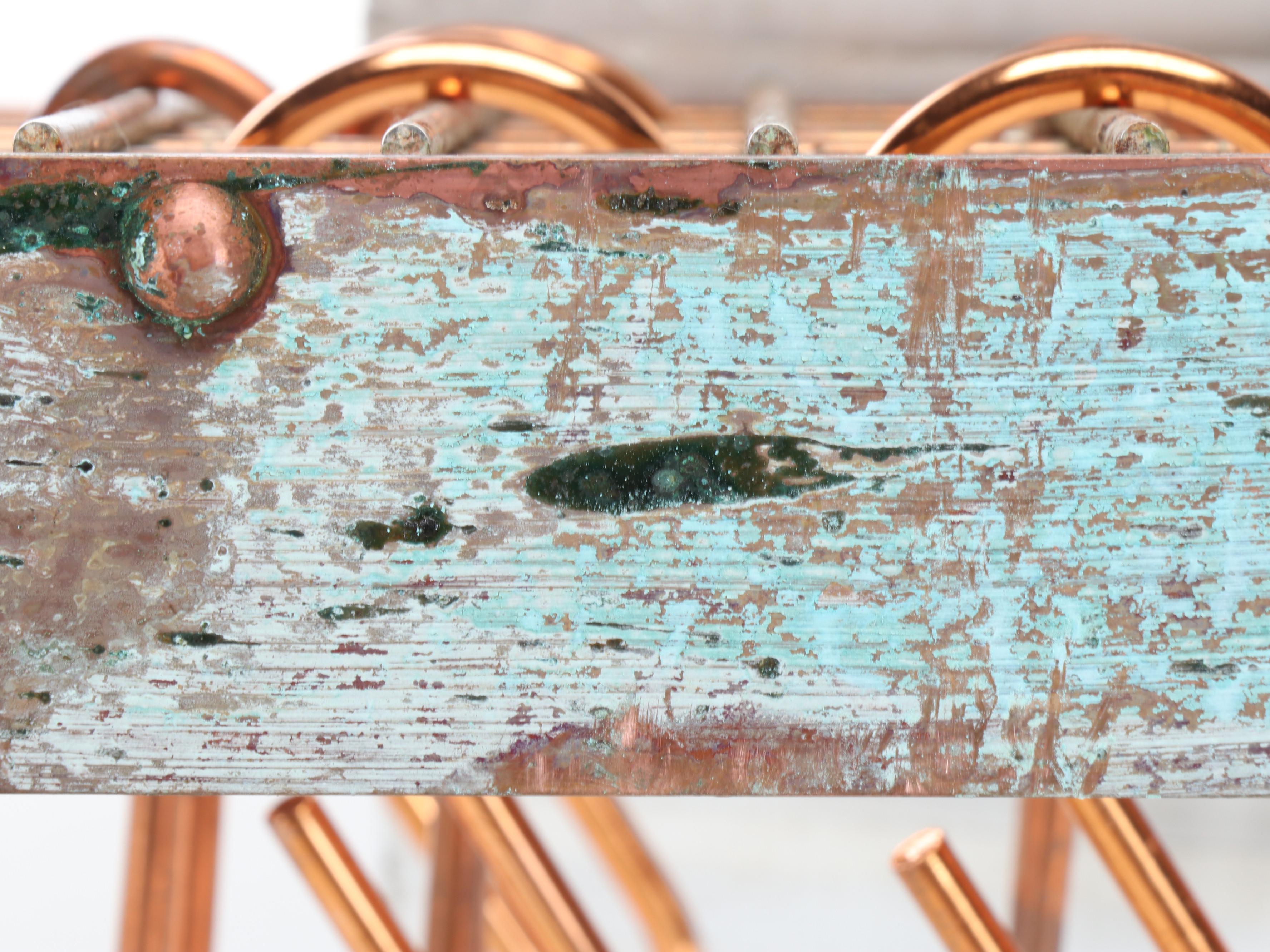 Copper Pot Rack Wall Shelf with Copper Polish and Additional Hardware
