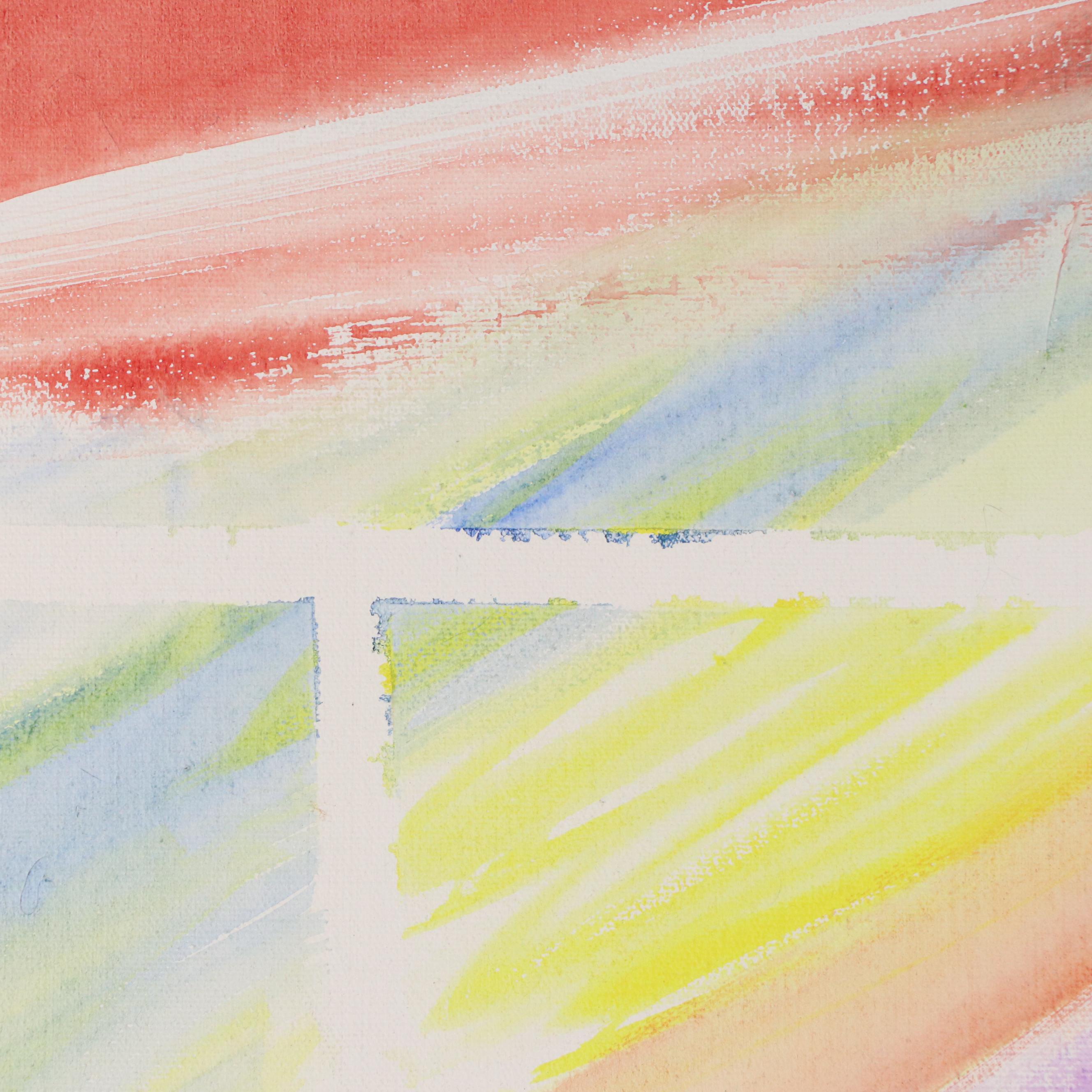 Logar Abstract Watercolor Painting with Geometric Lines, 1979