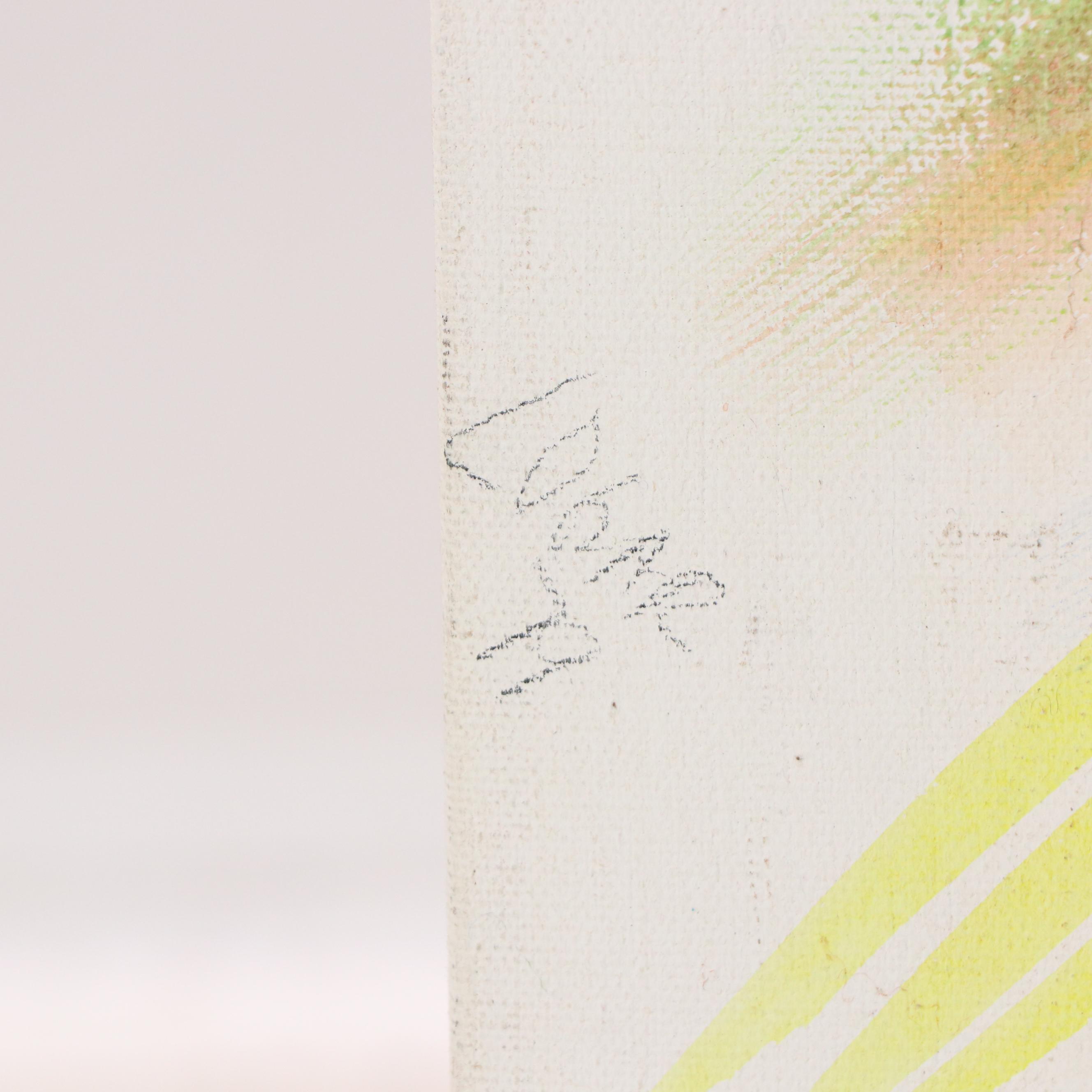 Logar Abstract Watercolor Painting with Geometric Lines, 1979