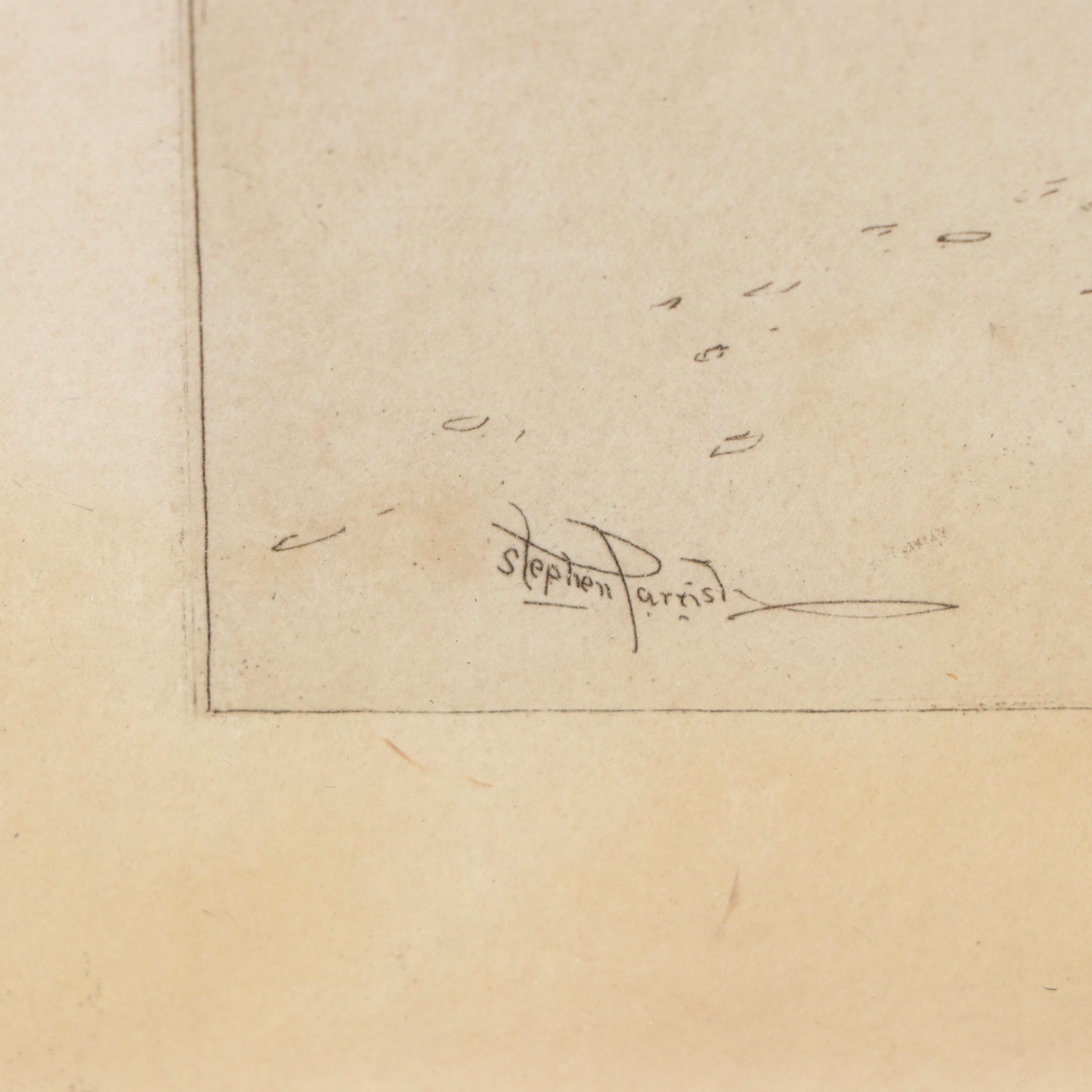 Stephen Parrish Etching "A Winter's Day, Windsor, Nova Scotia," 1889