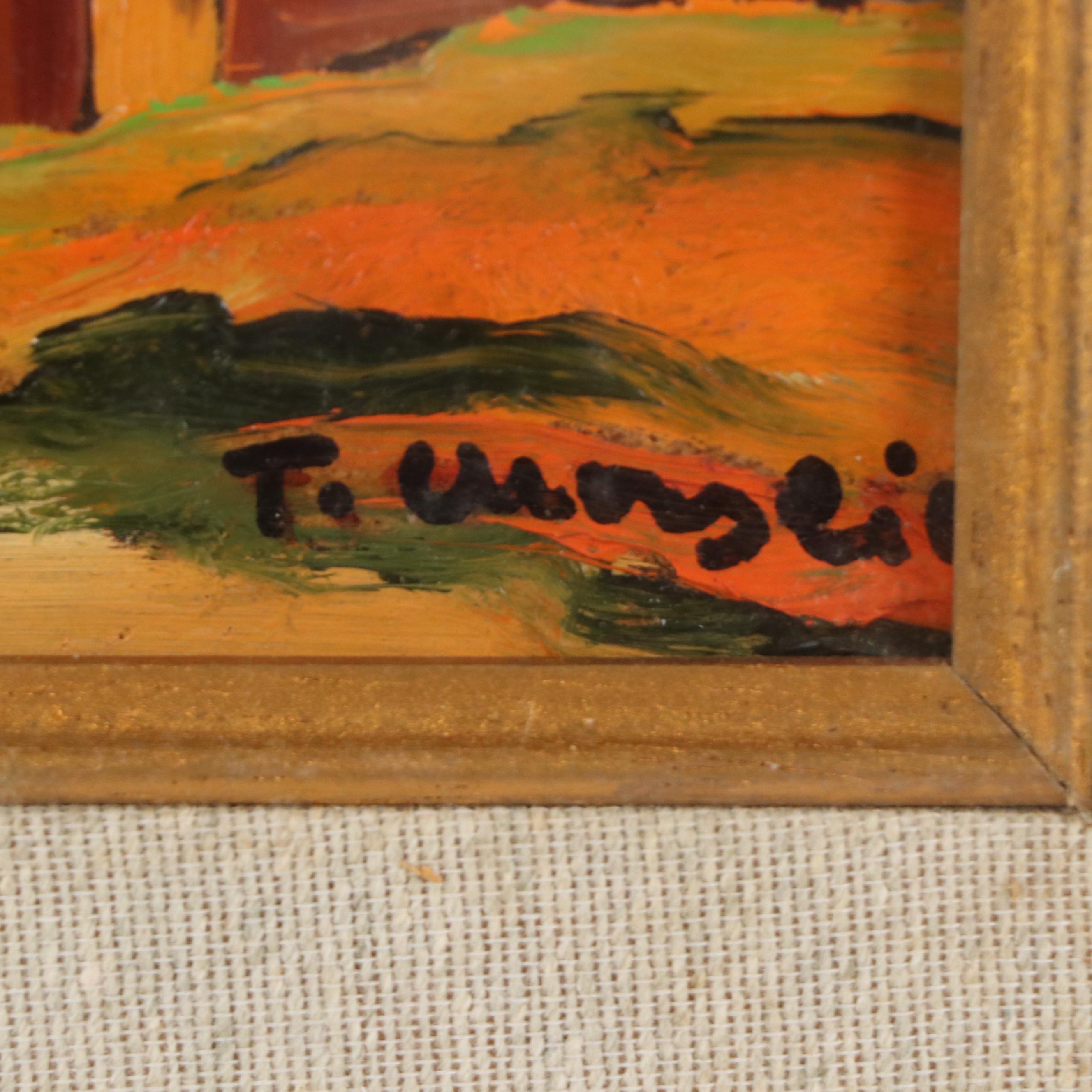 Impressionistic Miniature Oil Painting of Rural Tuscan Houses