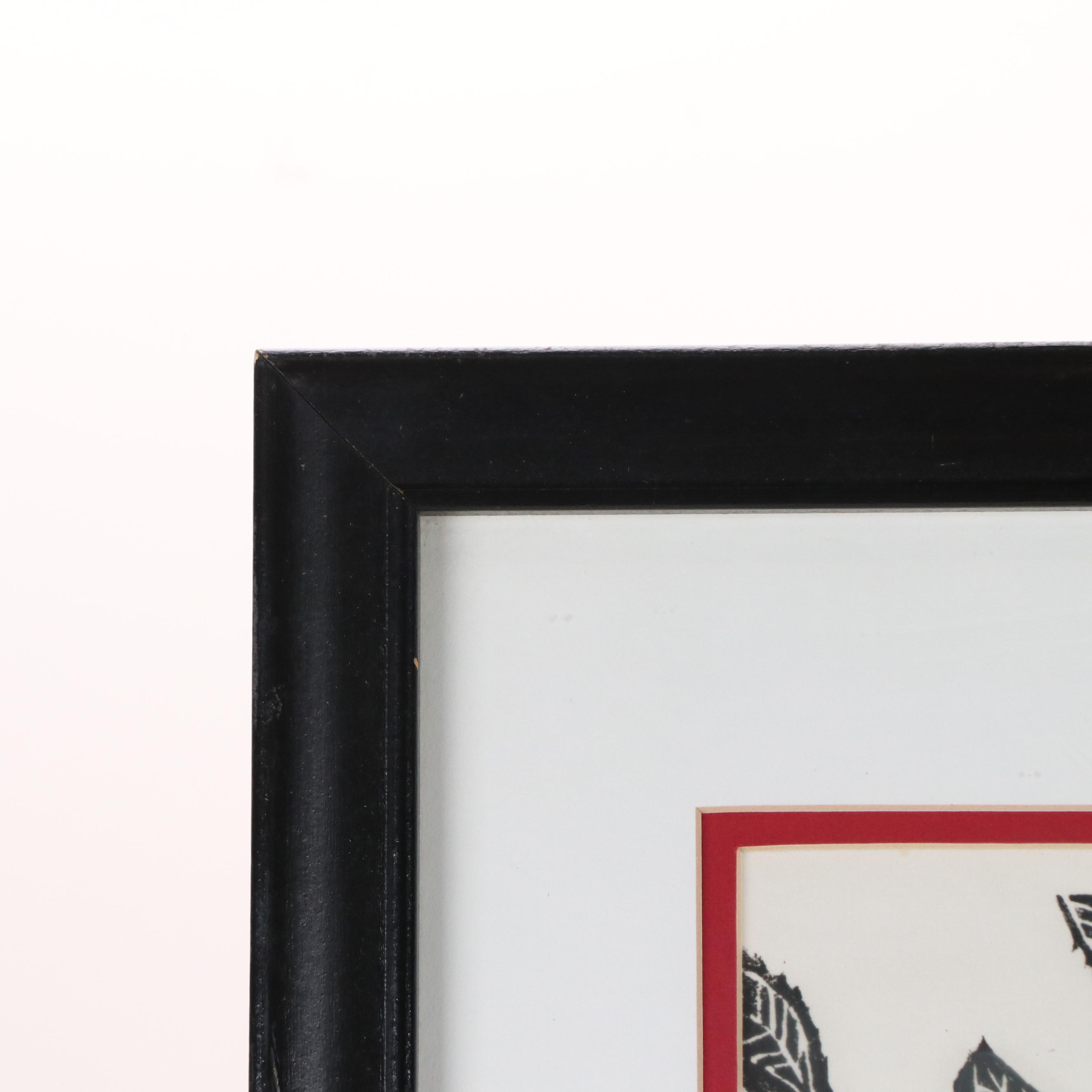 Stephen French Gilson Figural Linocut of Icarus Falling, 1989