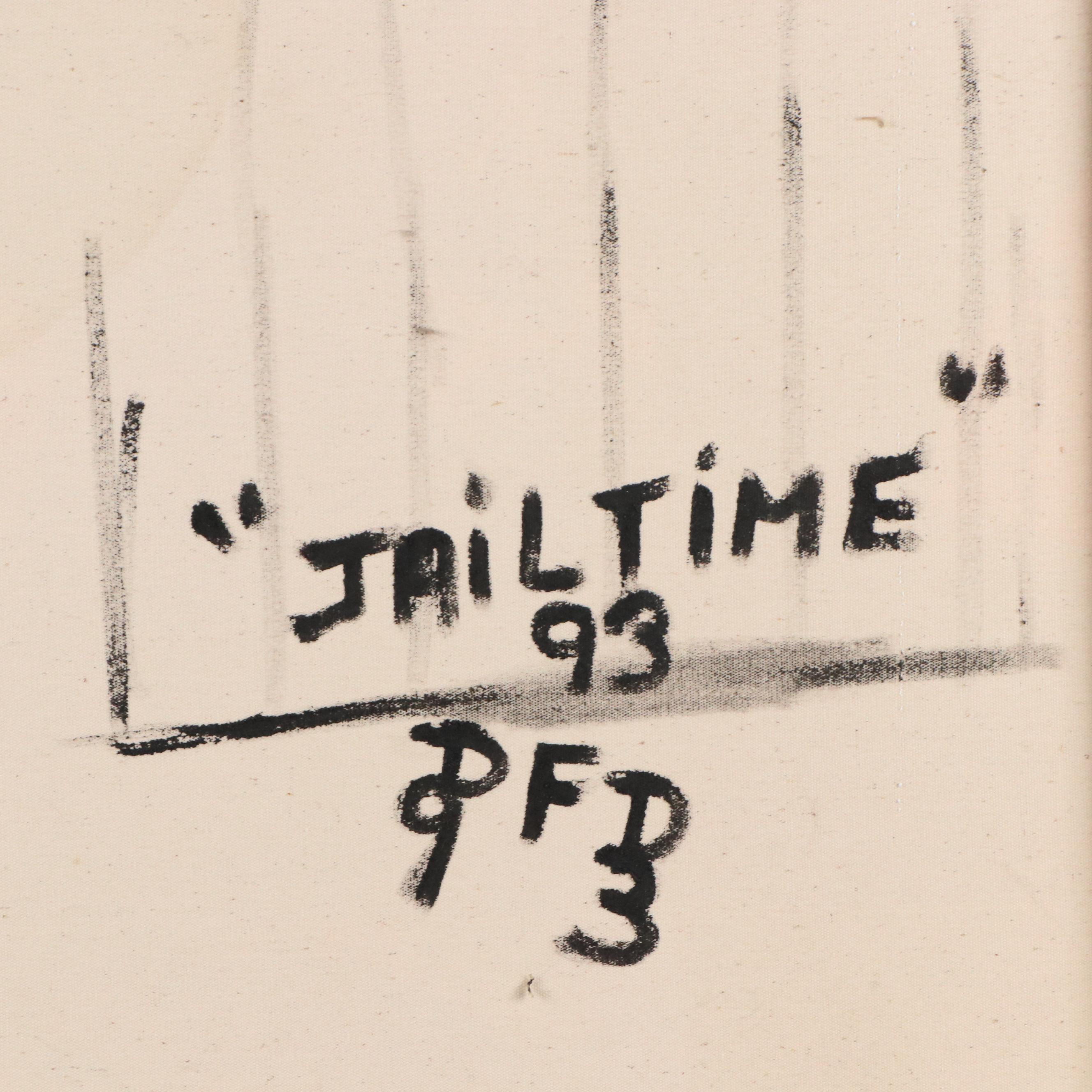 Surrealist Style Acrylic Painting "Jail Time," 1993