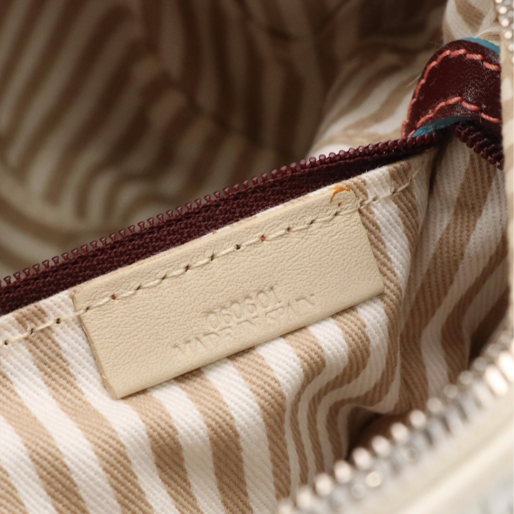 Loewe Woven Senda Bag with Brown Leather Trim and Blue Accents