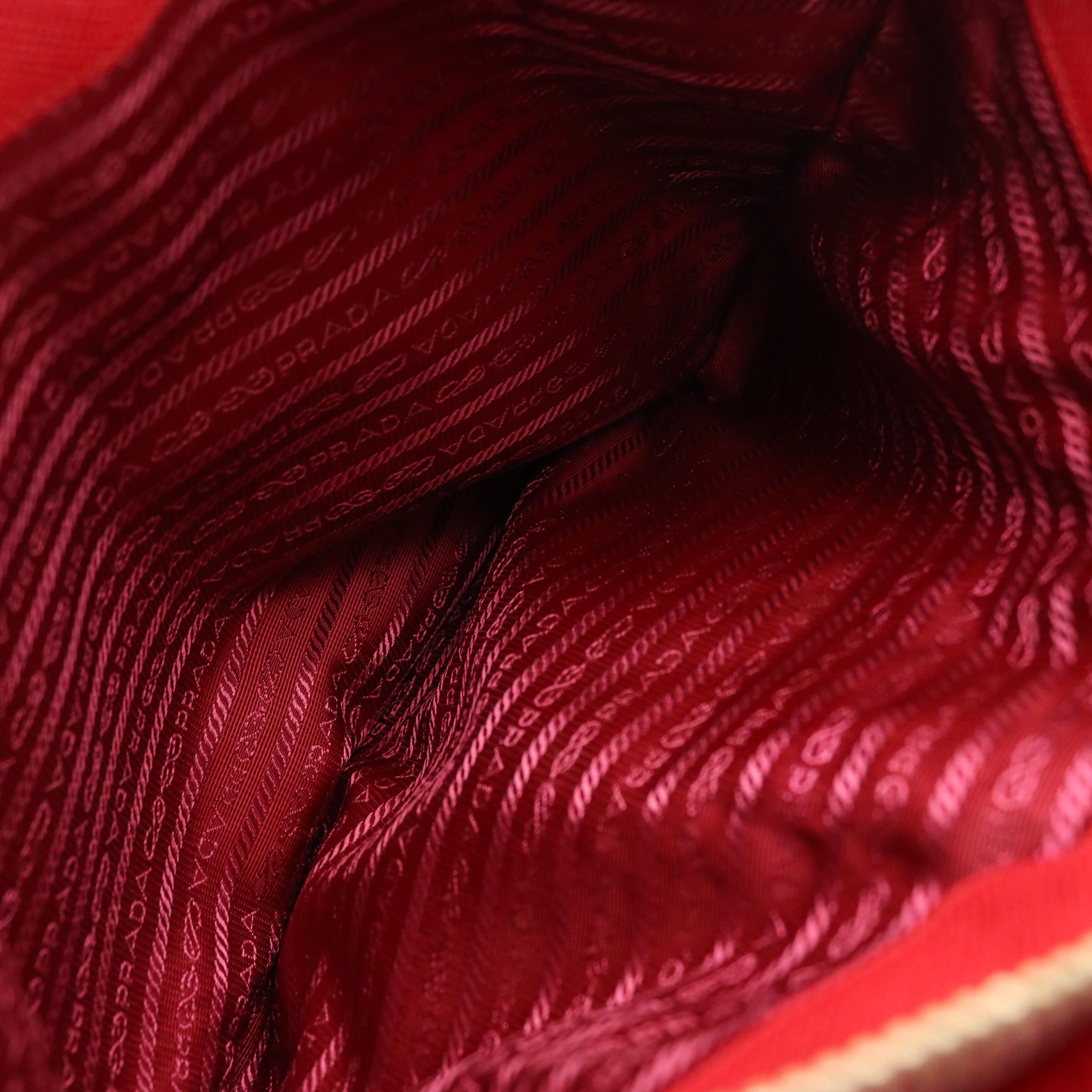 Prada Red Saffiano Leather Dual Zip Pocket Tote