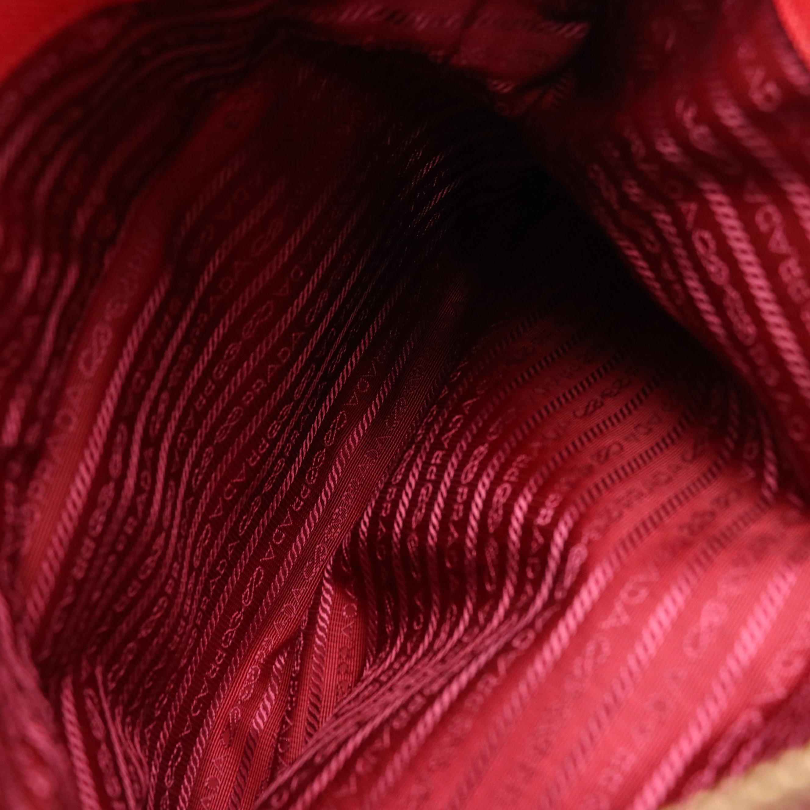 Prada Red Saffiano Leather Dual Zip Pocket Tote