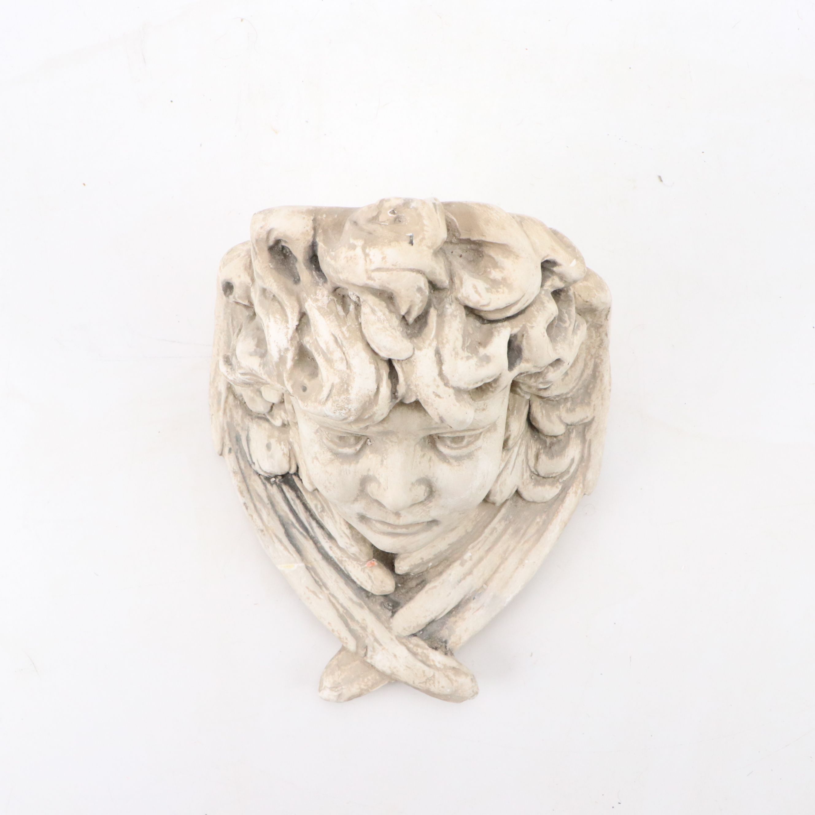 Winged Cherub Plaster Wall Sconce