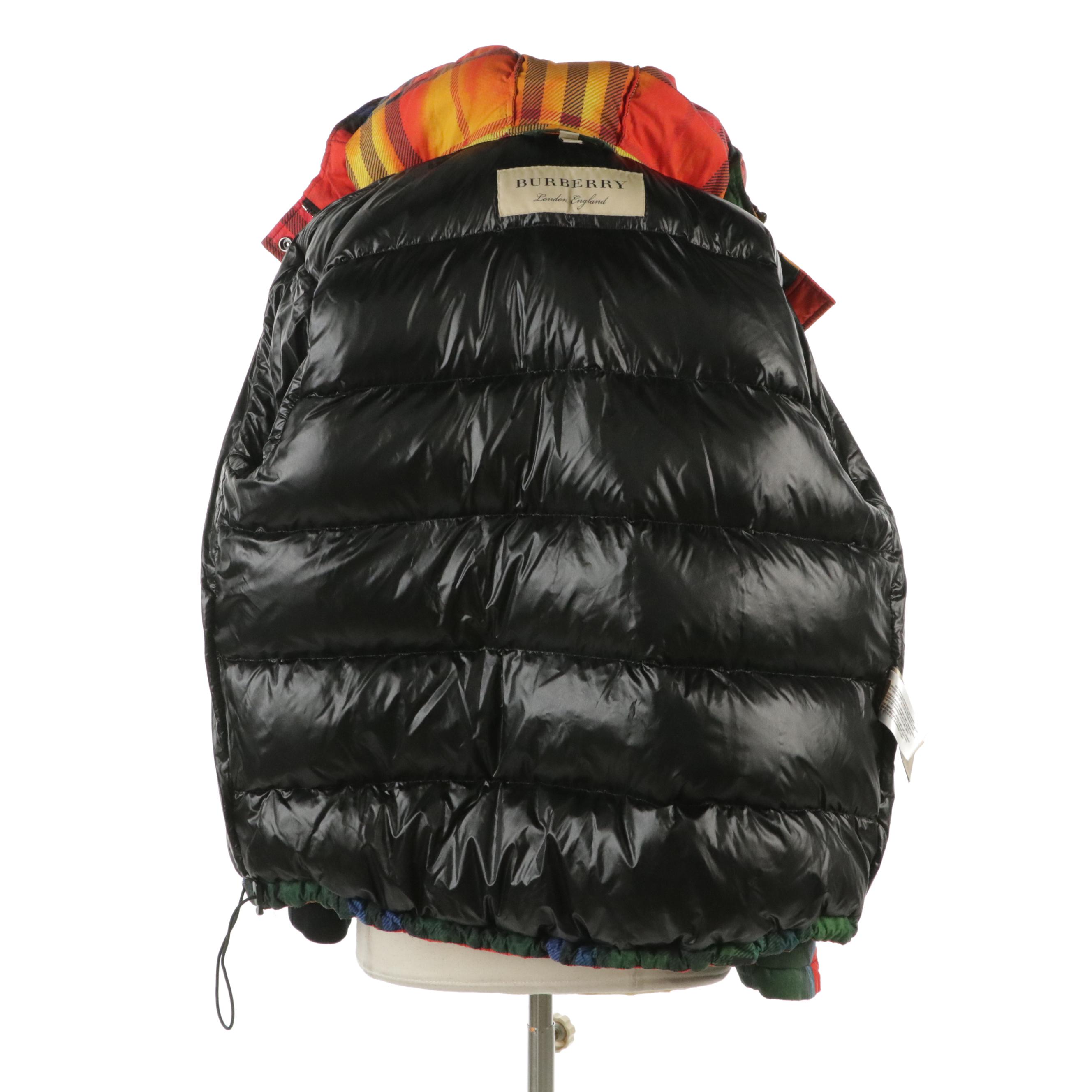 Burberry Oversized Tie-Dye Check Nylon Puffer Coat