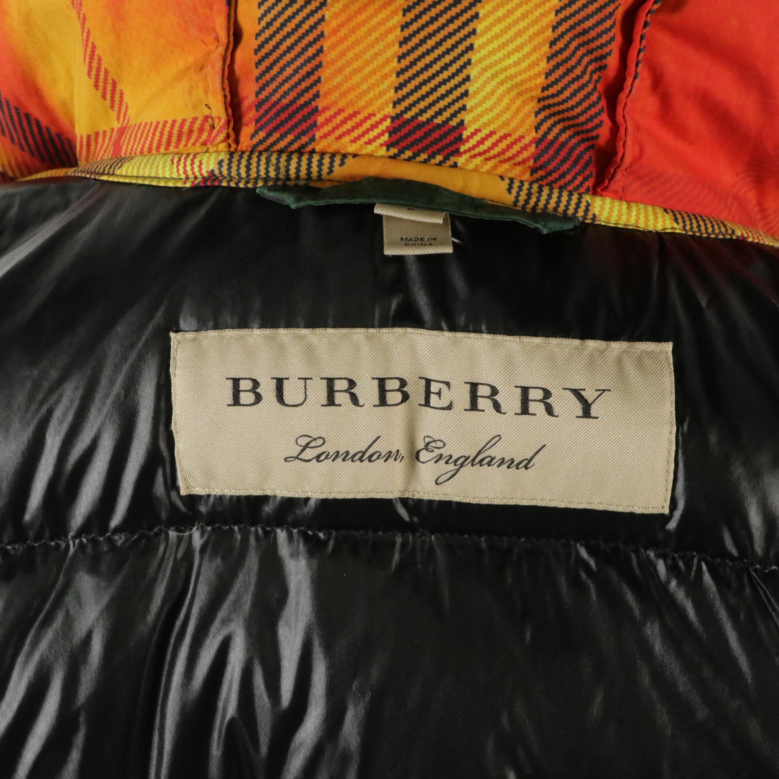 Burberry Oversized Tie-Dye Check Nylon Puffer Coat