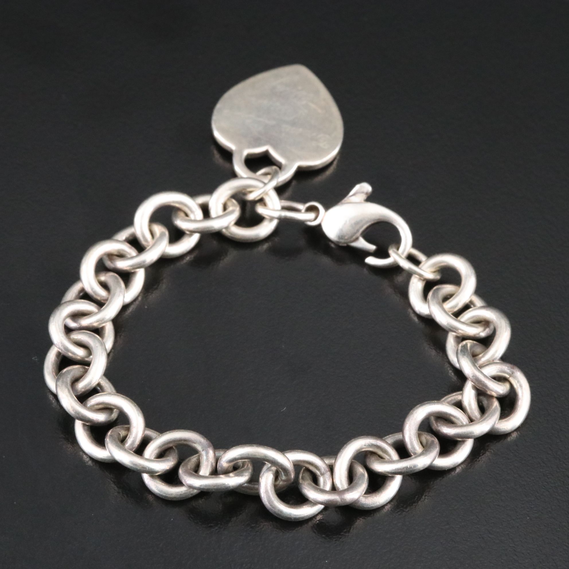 Tiffany & Co. Sterling Heart Tag Charm Bracelet