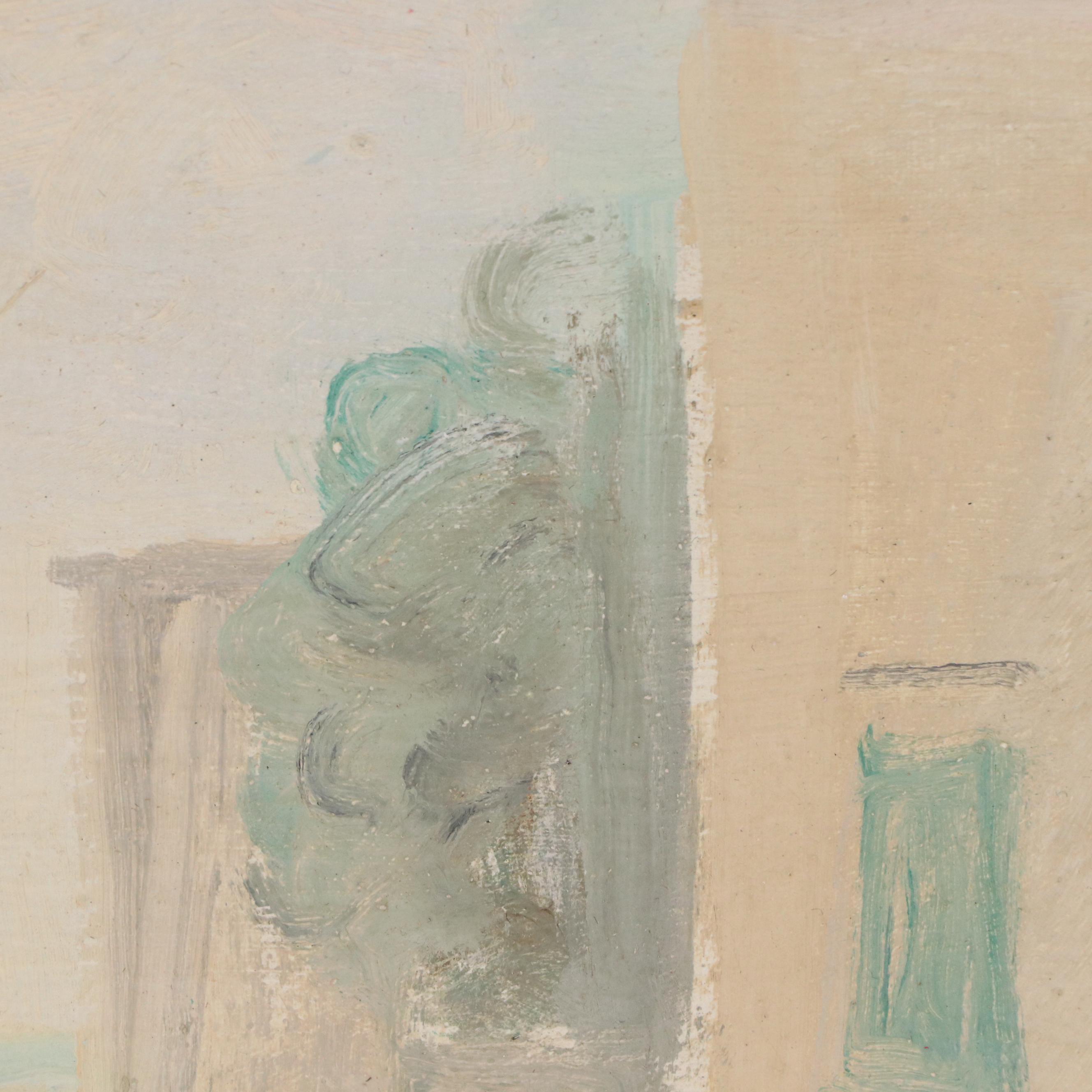 Luigi De Angelis Oil Painting of Italian Street Scene, 1951