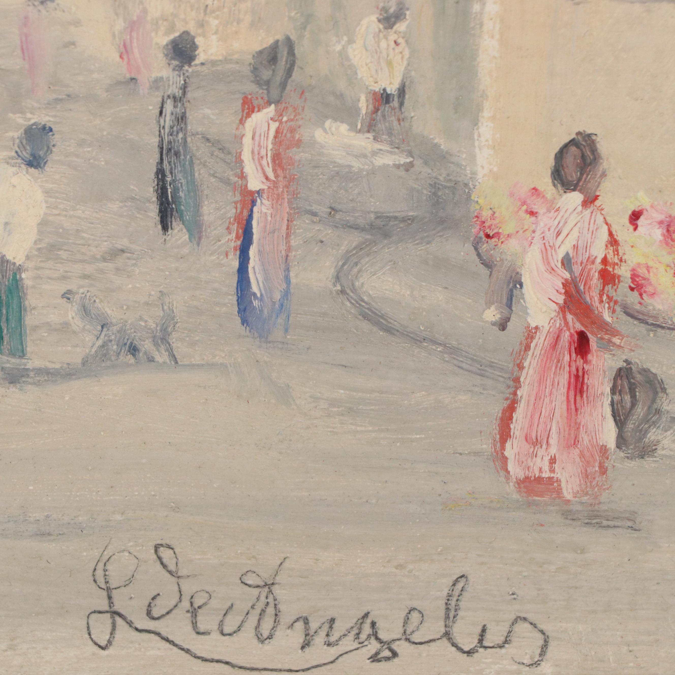 Luigi De Angelis Oil Painting of Italian Street Scene, 1951