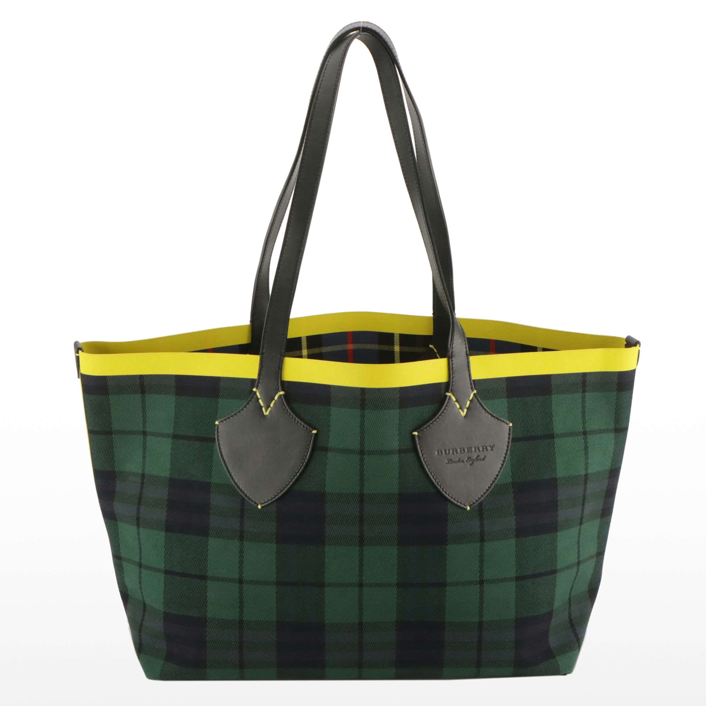Burberry Medium Reversible Tote in Giant Check Canvas and Leather Trim