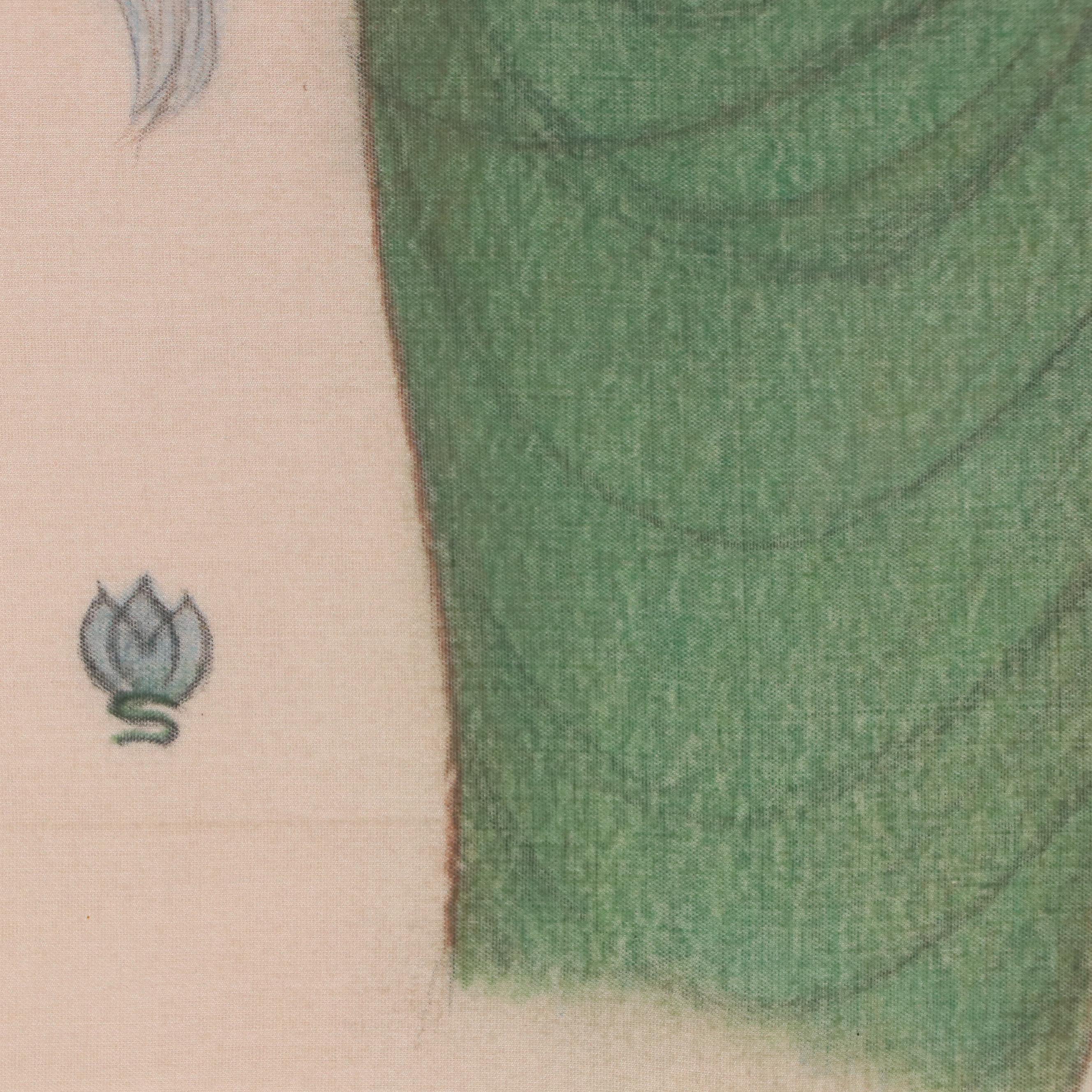 Indian School Gouache Portrait of Woman with Duster