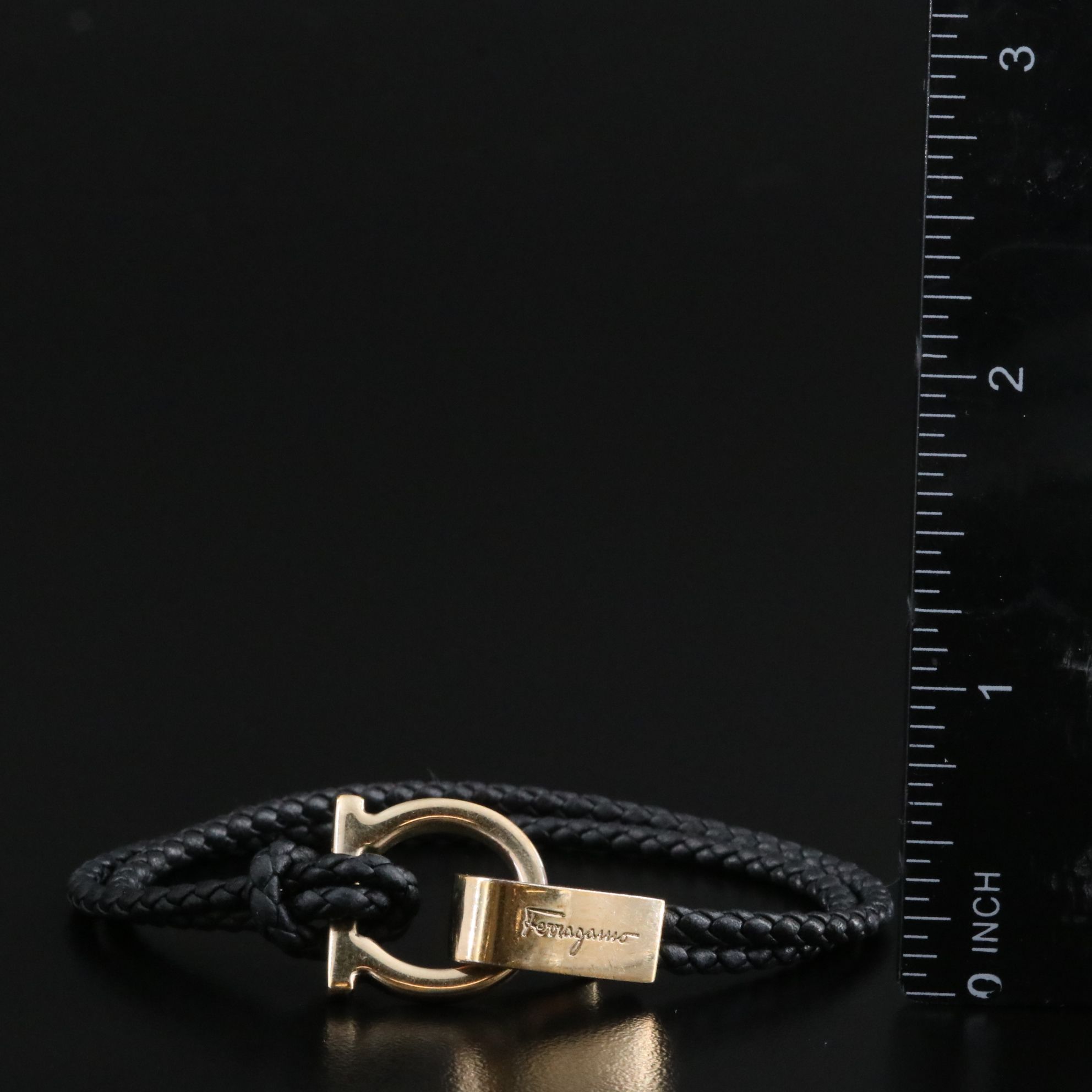 Salvatore Ferragamo Gancini Double Braided Leather Bracelet