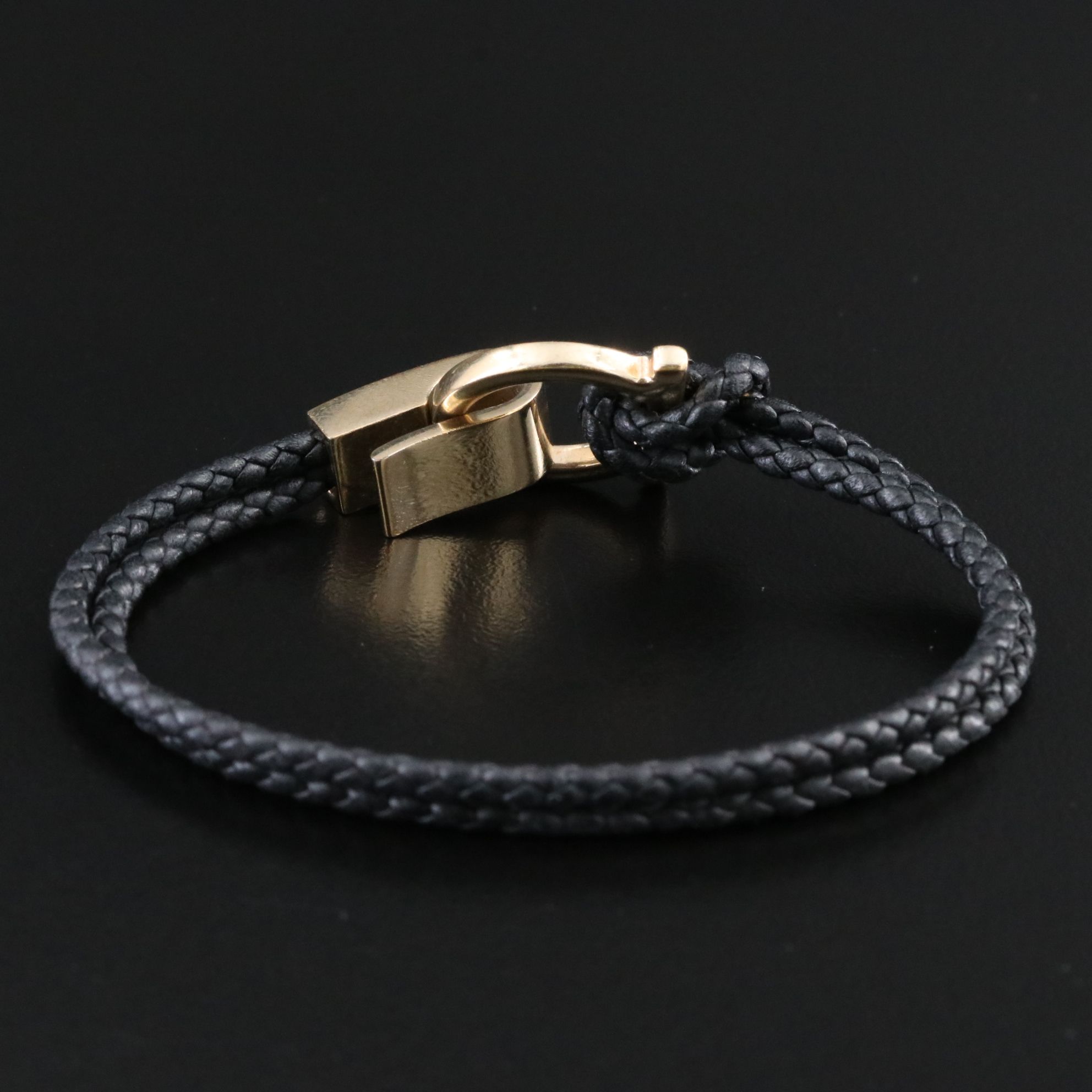 Salvatore Ferragamo Gancini Double Braided Leather Bracelet