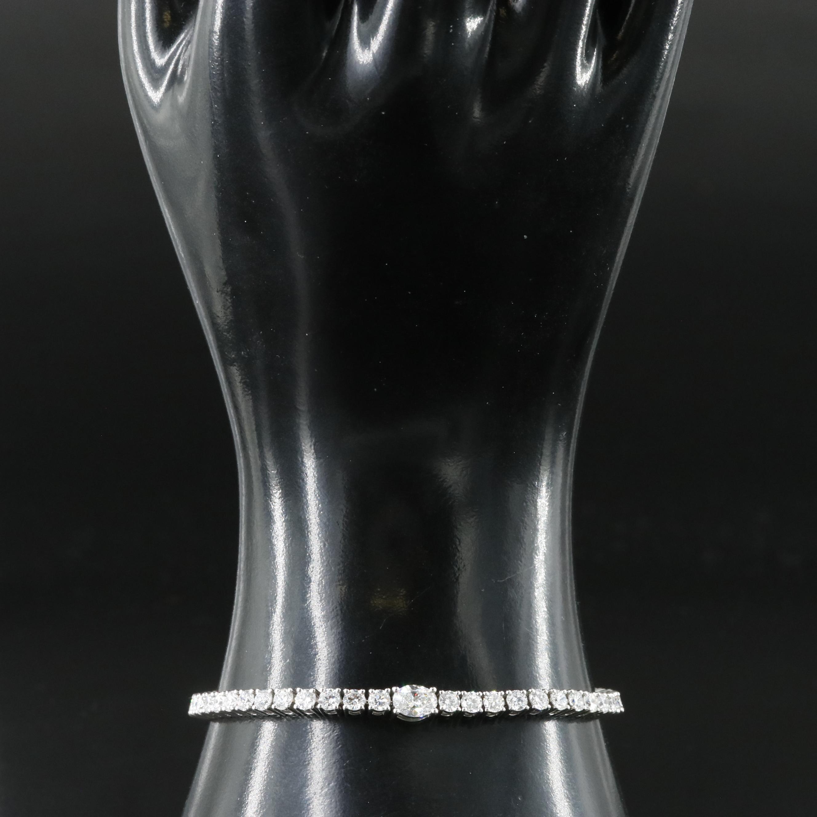 Platinum 6.04 CTW Lab Grown Diamond Line Bracelet