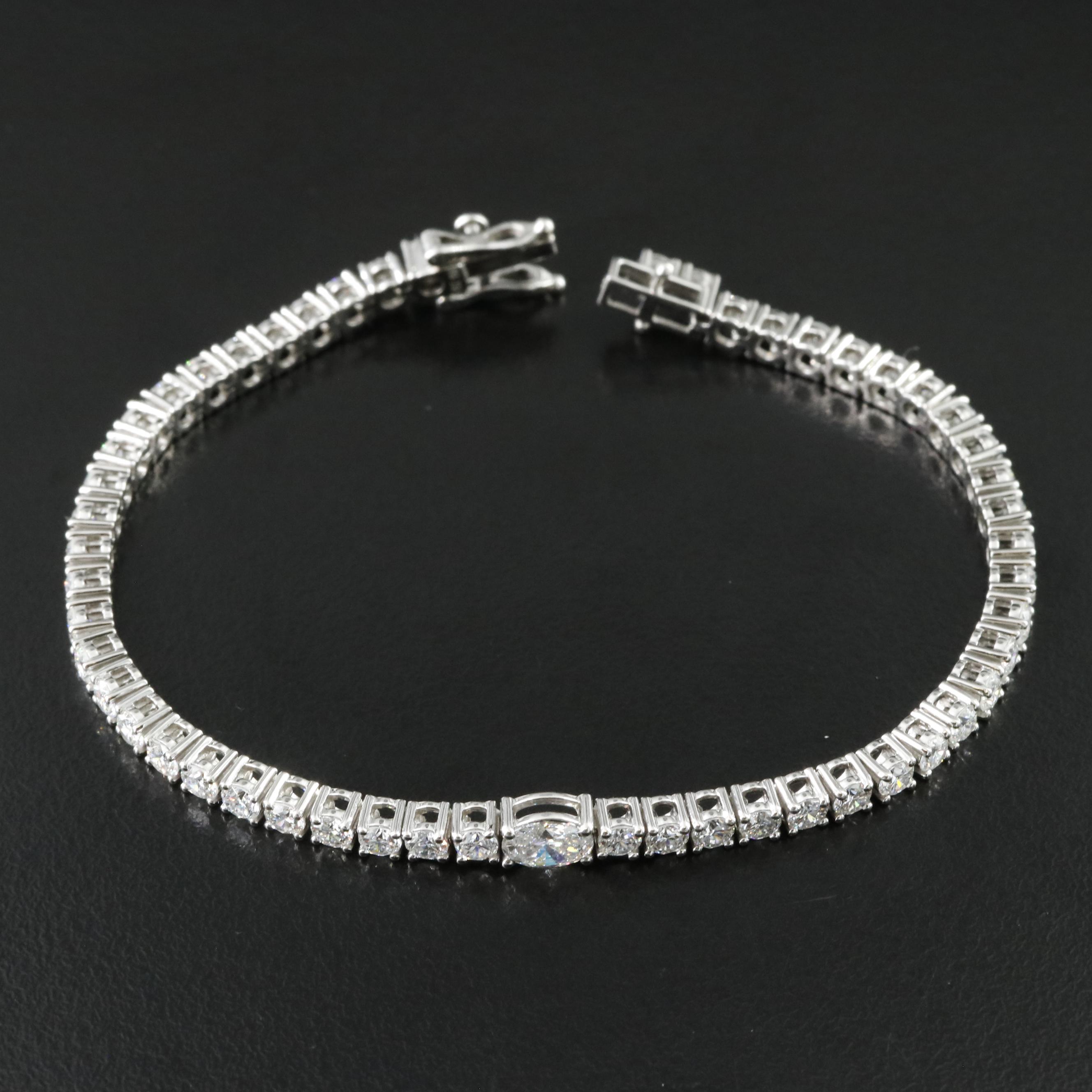 Platinum 6.04 CTW Lab Grown Diamond Line Bracelet