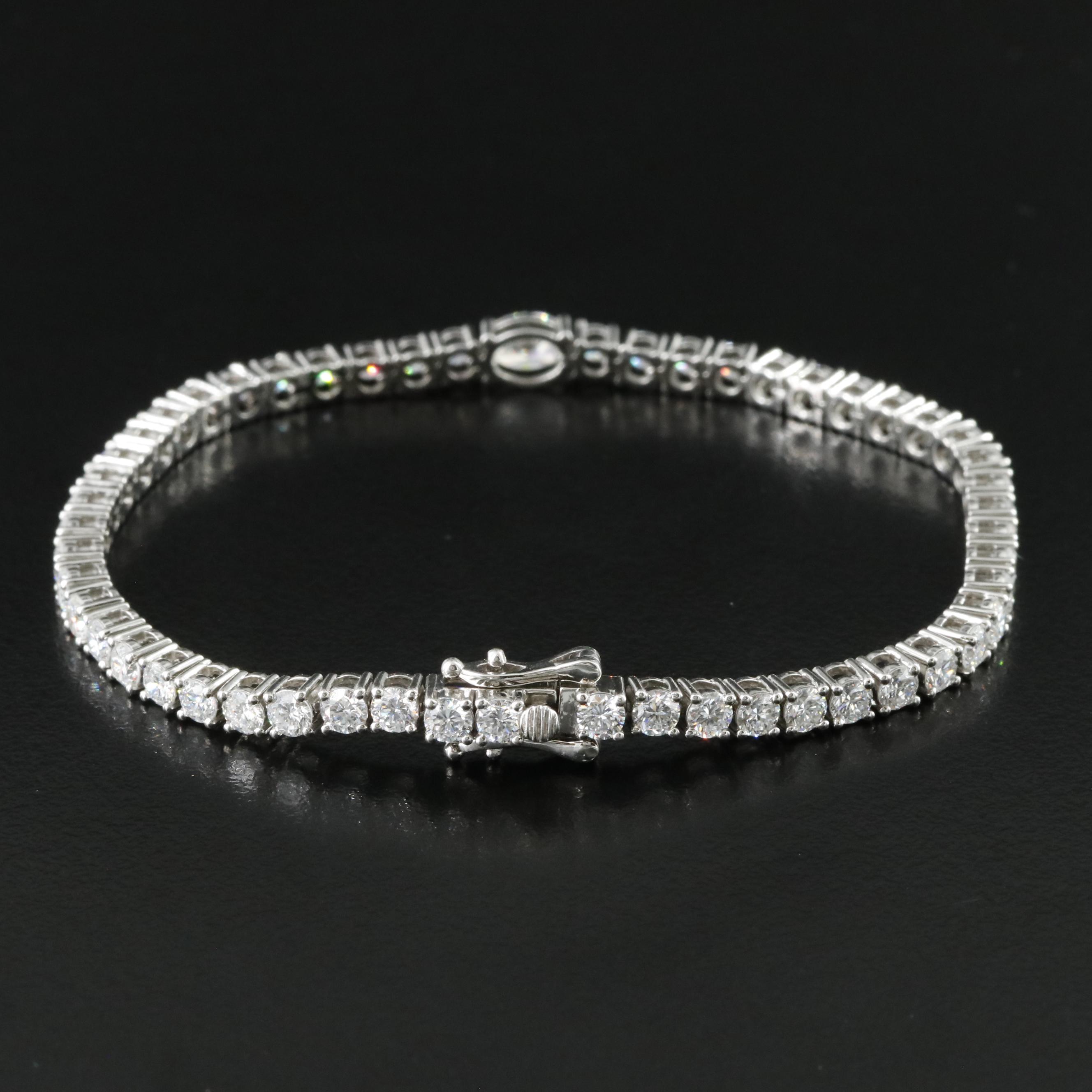 Platinum 6.04 CTW Lab Grown Diamond Line Bracelet