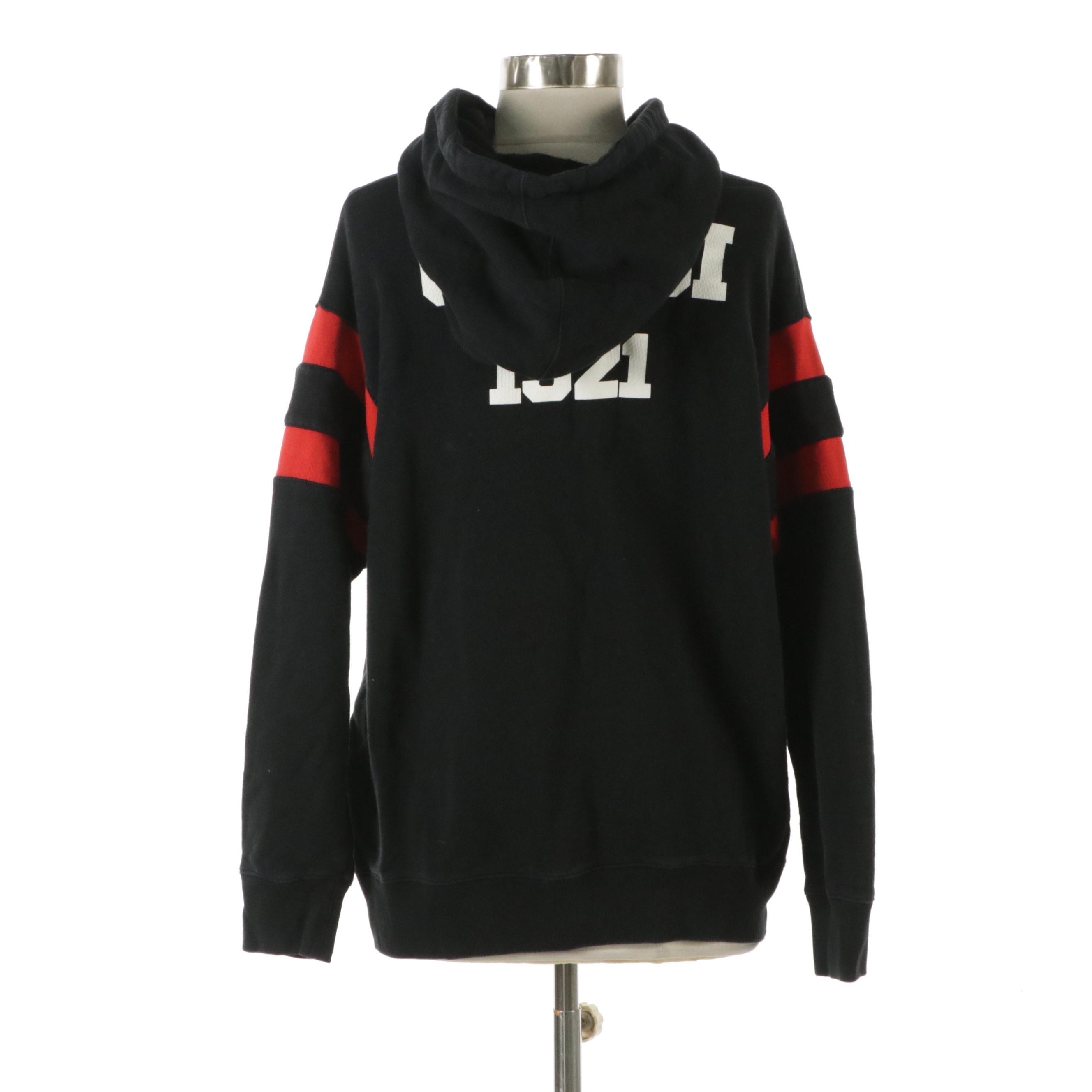 Gucci 100 Music Is Mine Black and Red Cotton Hoodie