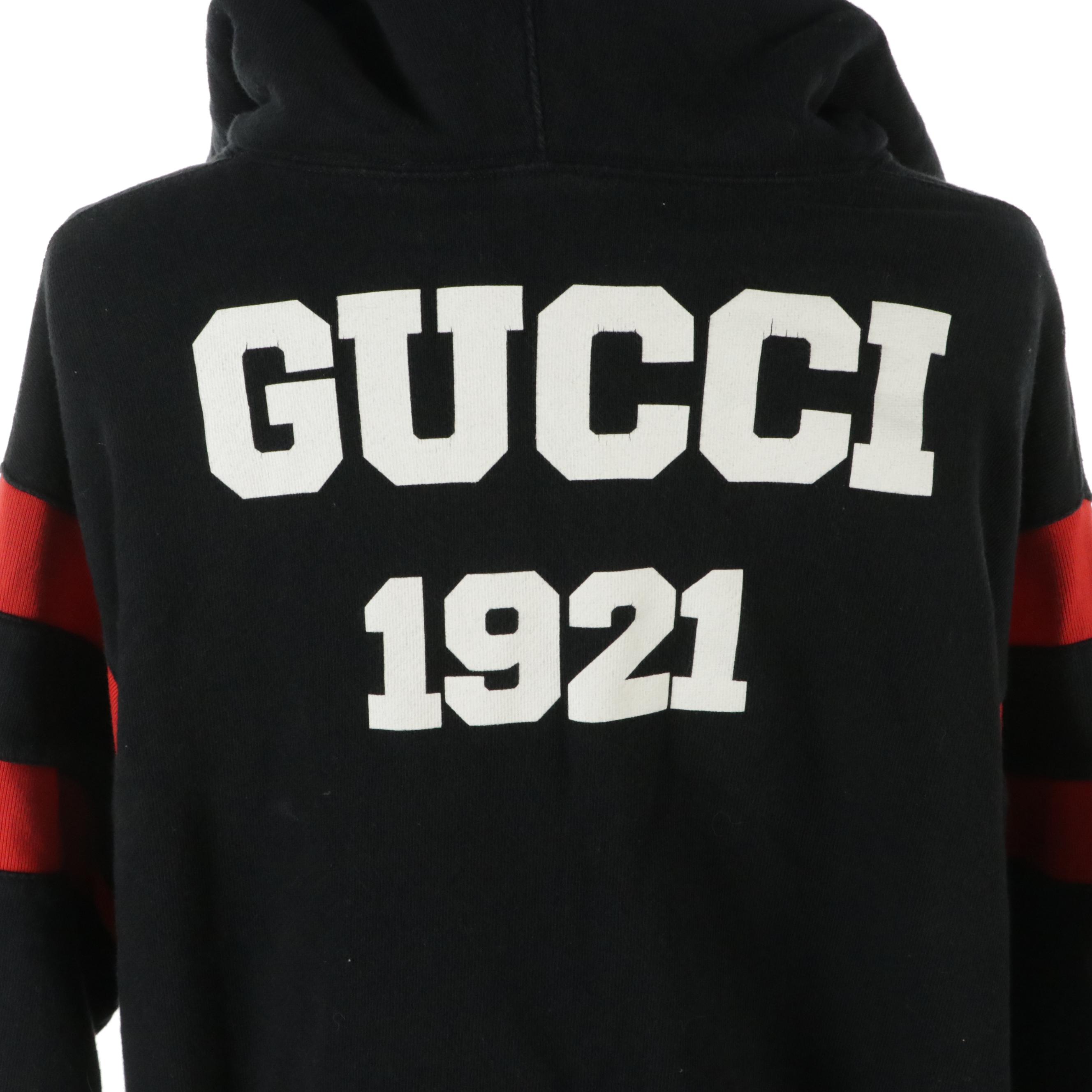 Gucci 100 Music Is Mine Black and Red Cotton Hoodie
