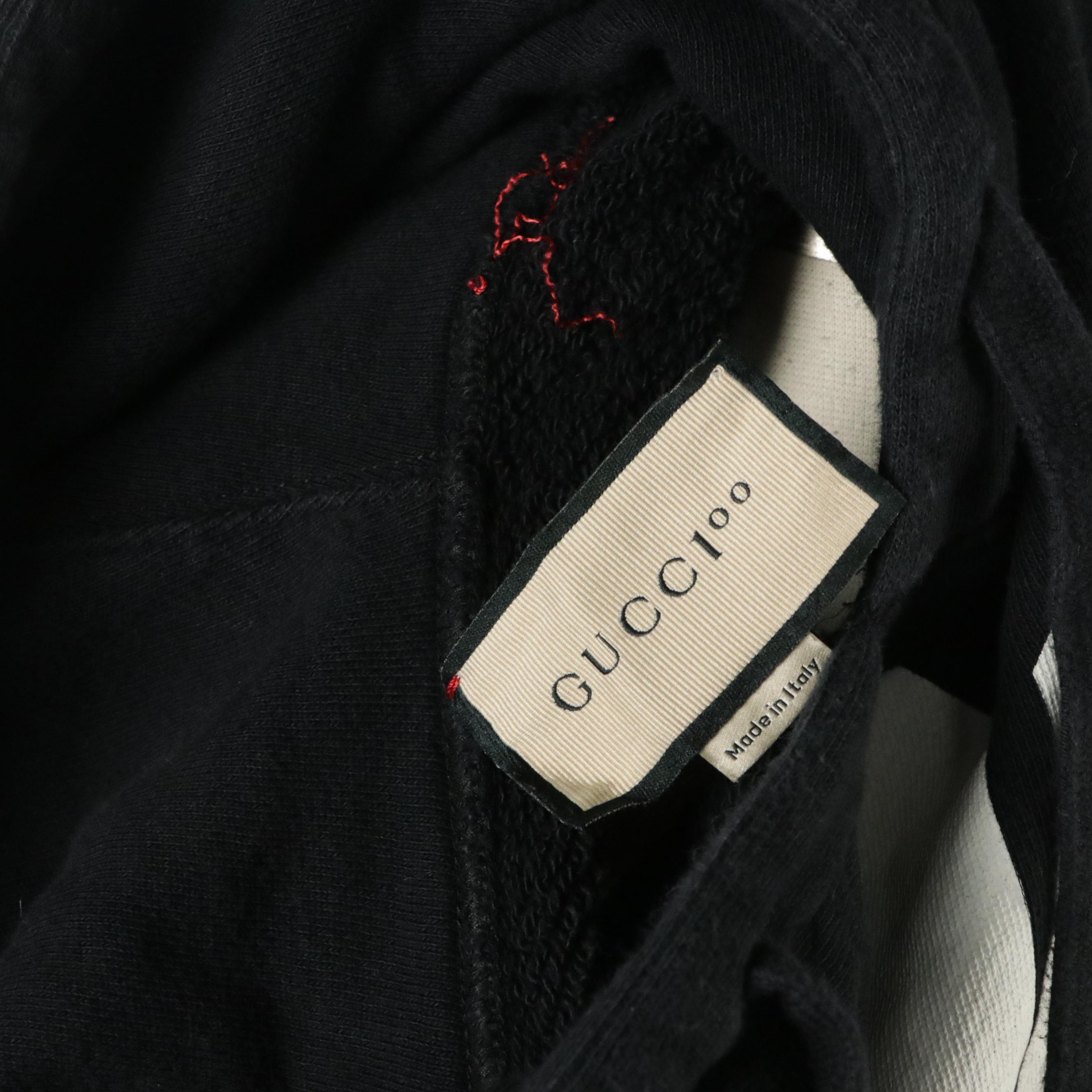 Gucci 100 Music Is Mine Black and Red Cotton Hoodie