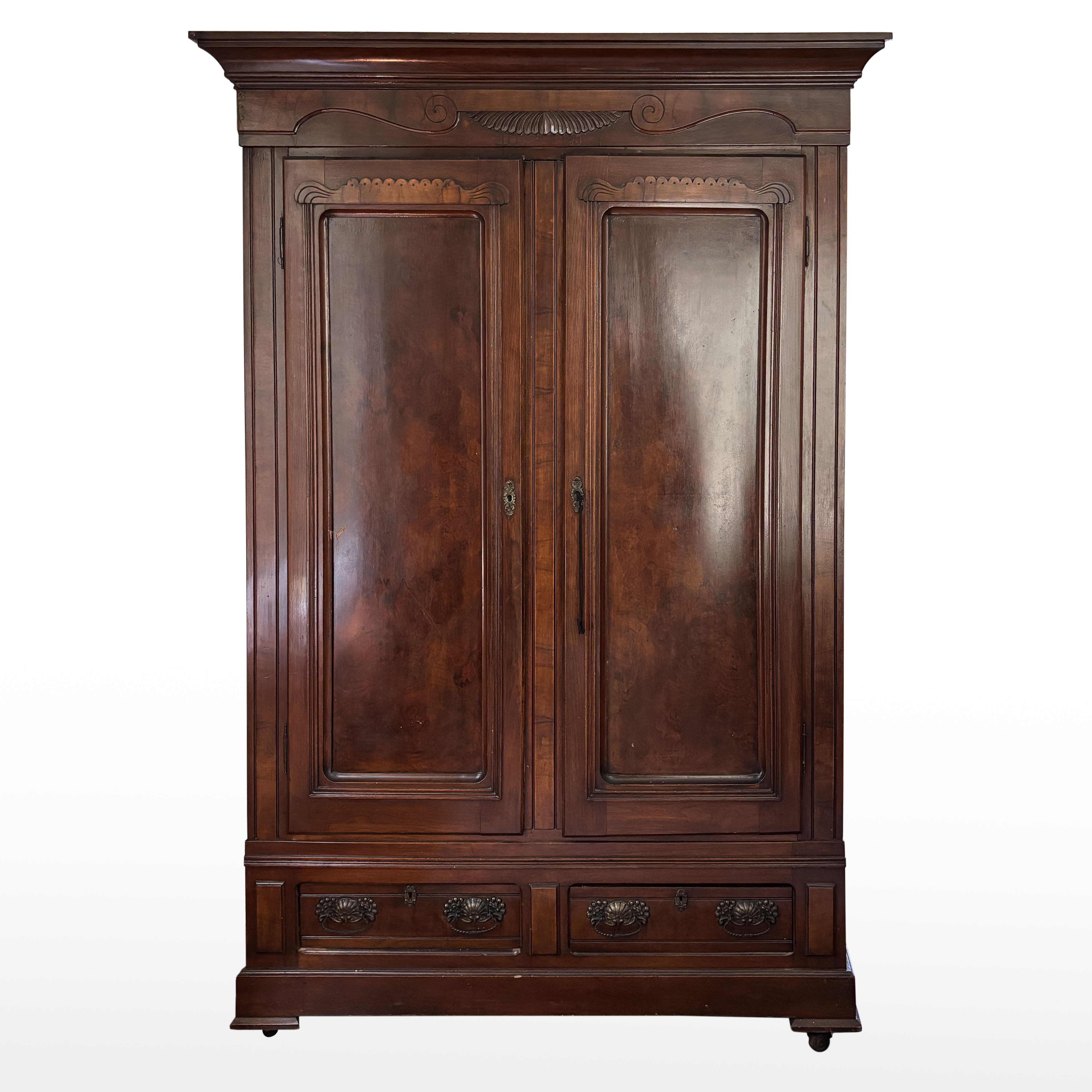 Victorian Burl Wood and Walnut Armoire, Late 19th/Early 20th Century