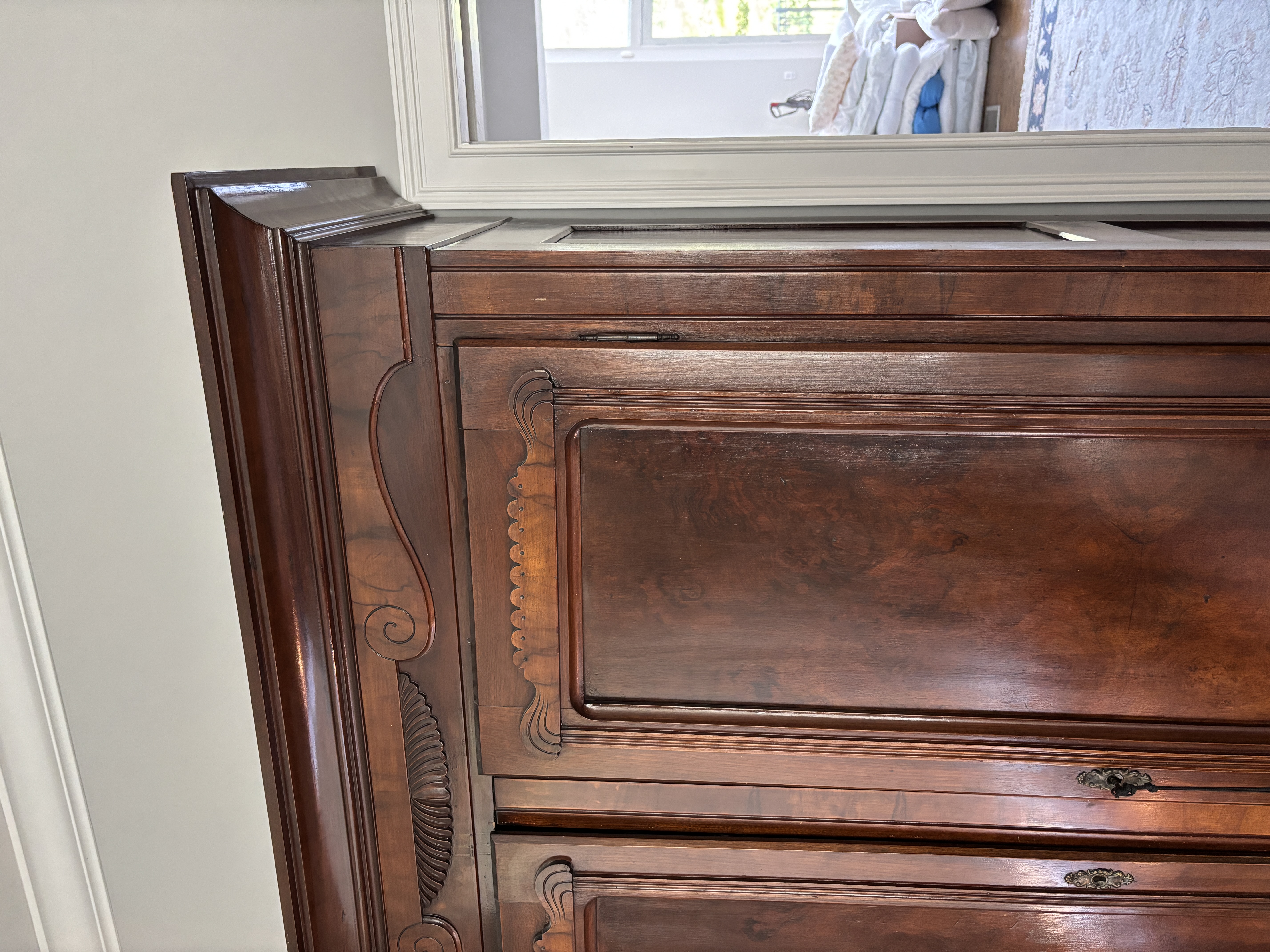 Victorian Burl Wood and Walnut Armoire, Late 19th/Early 20th Century