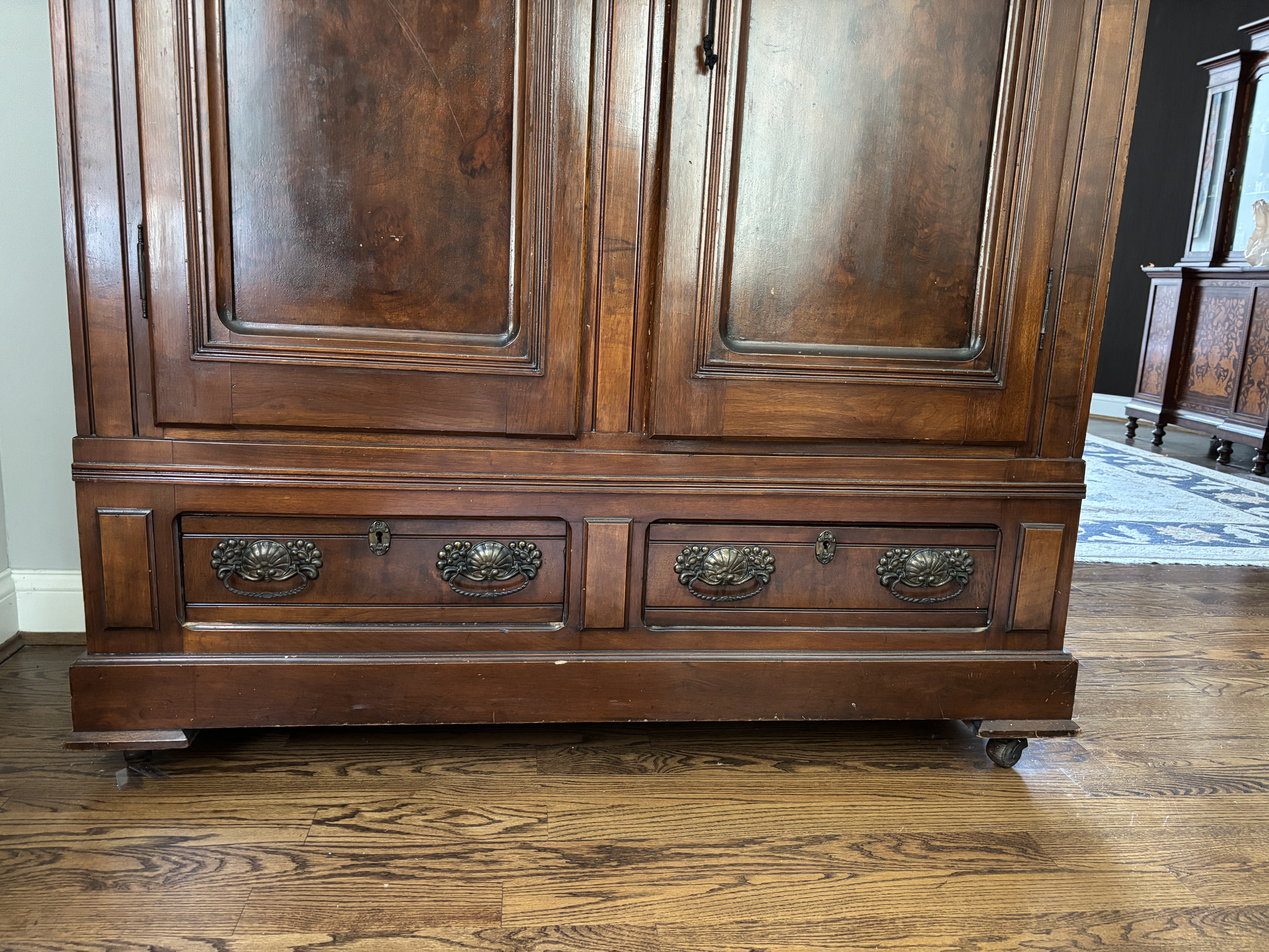 Victorian Burl Wood and Walnut Armoire, Late 19th/Early 20th Century