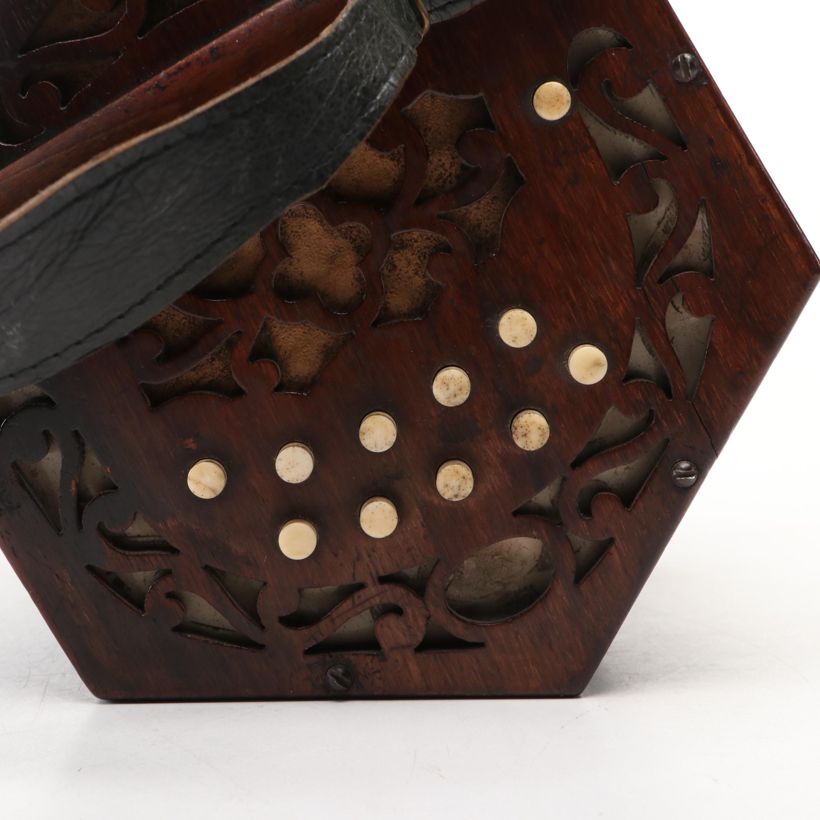 Carved Wood Concertina with Brass Telescopes