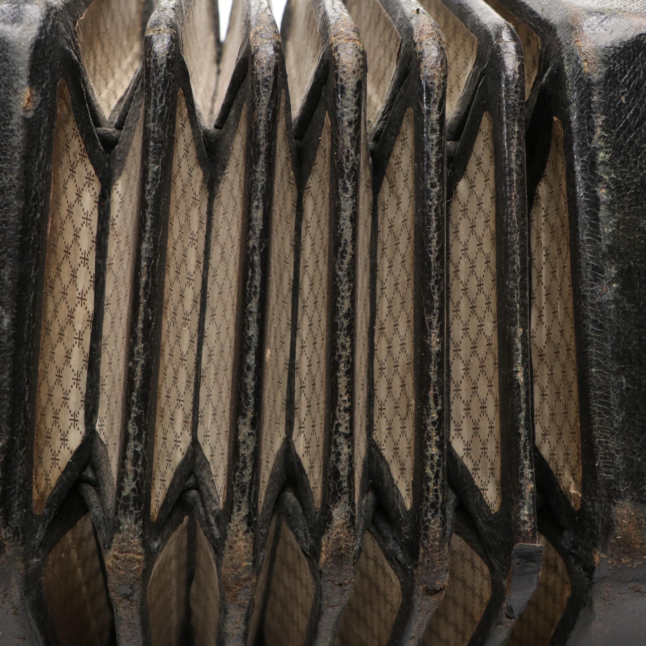 Carved Wood Concertina with Brass Telescopes