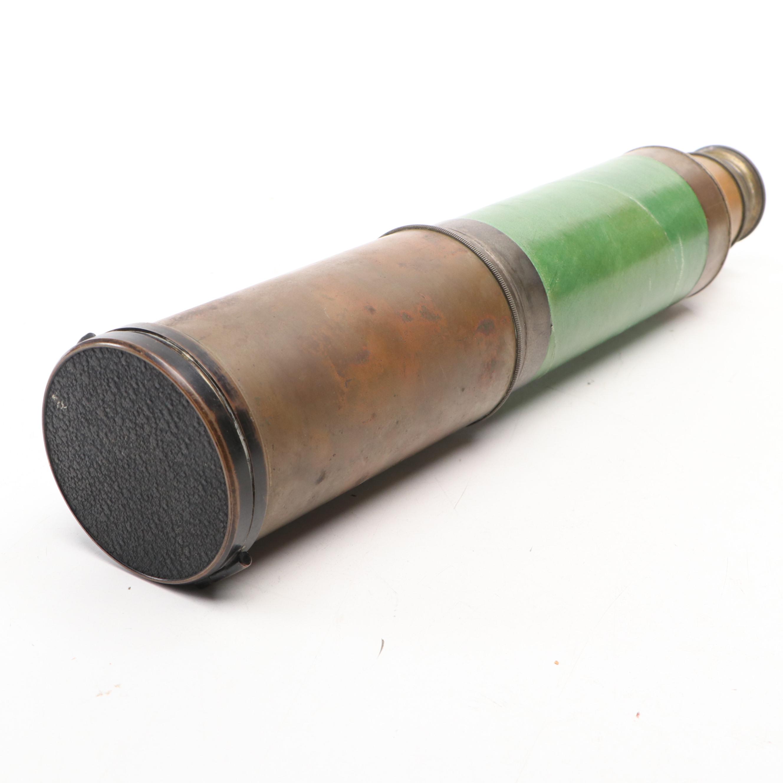 Carved Wood Concertina with Brass Telescopes