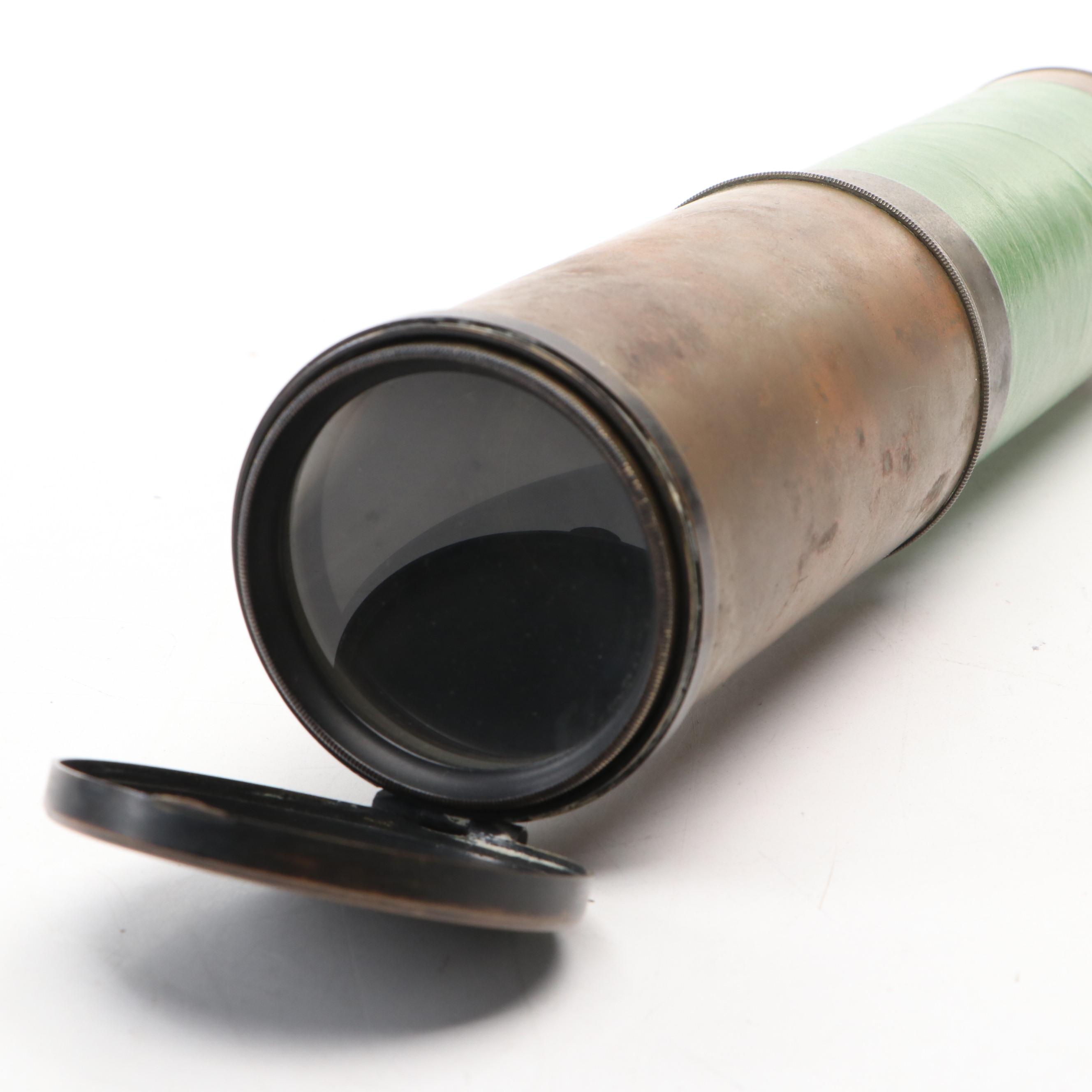 Carved Wood Concertina with Brass Telescopes