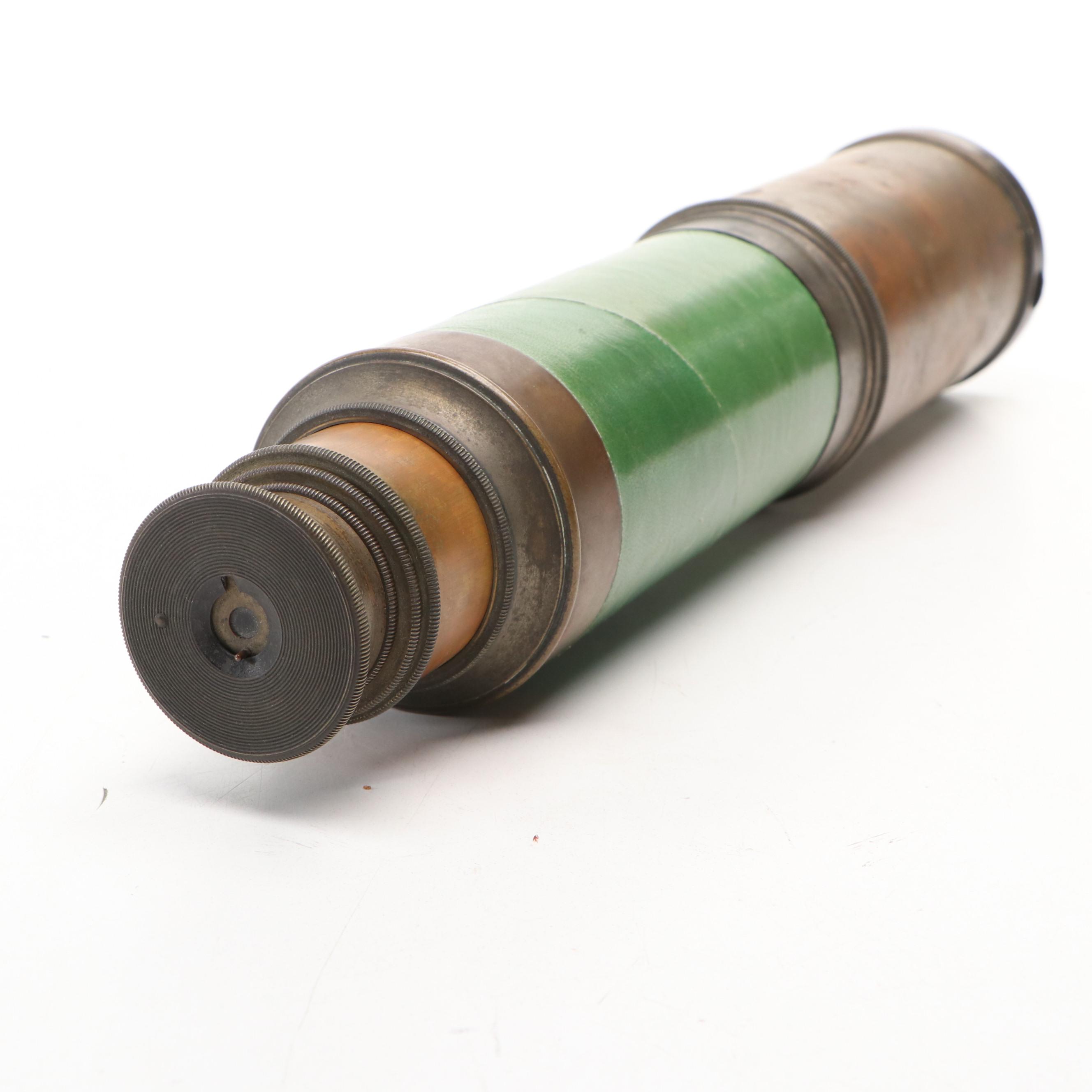 Carved Wood Concertina with Brass Telescopes