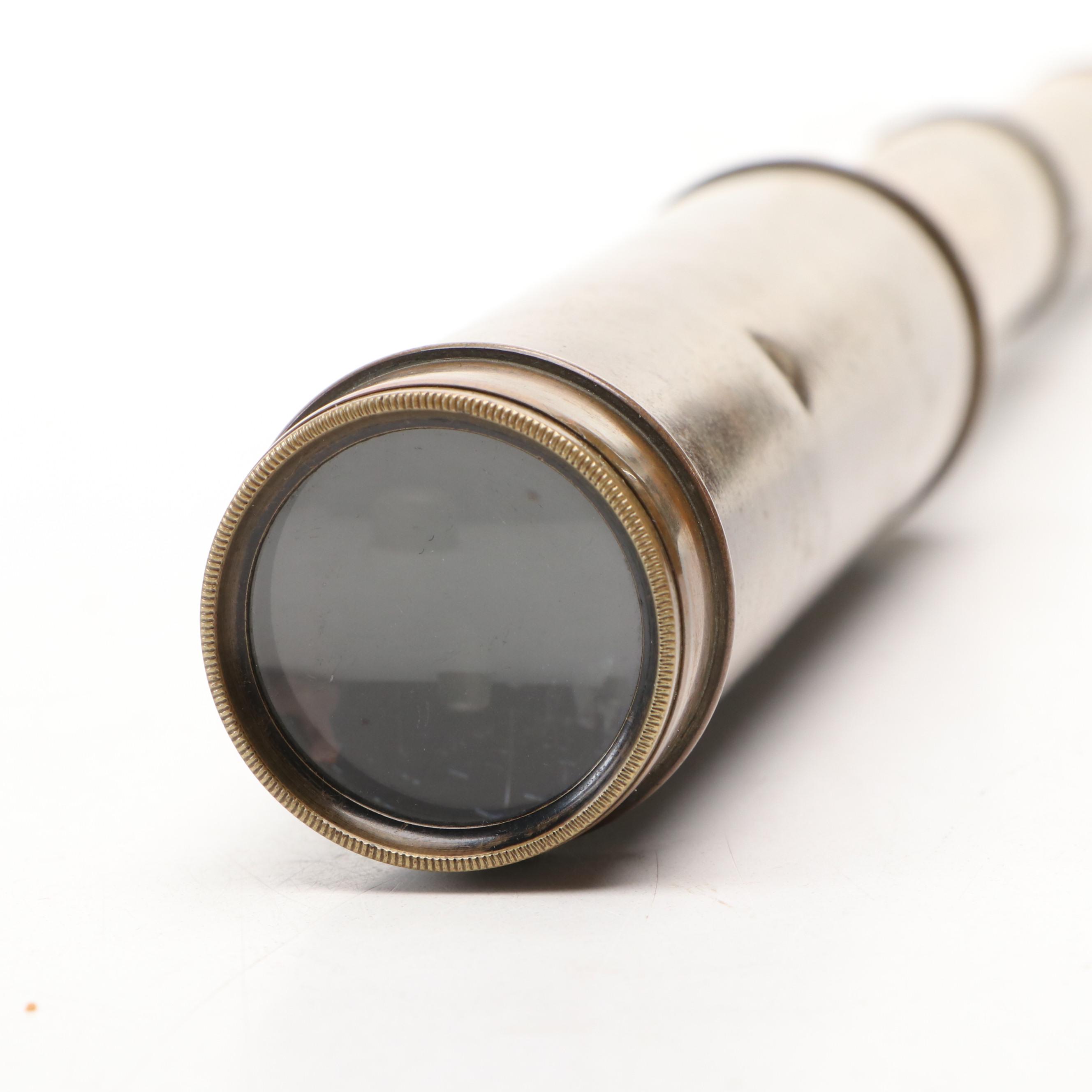 Carved Wood Concertina with Brass Telescopes