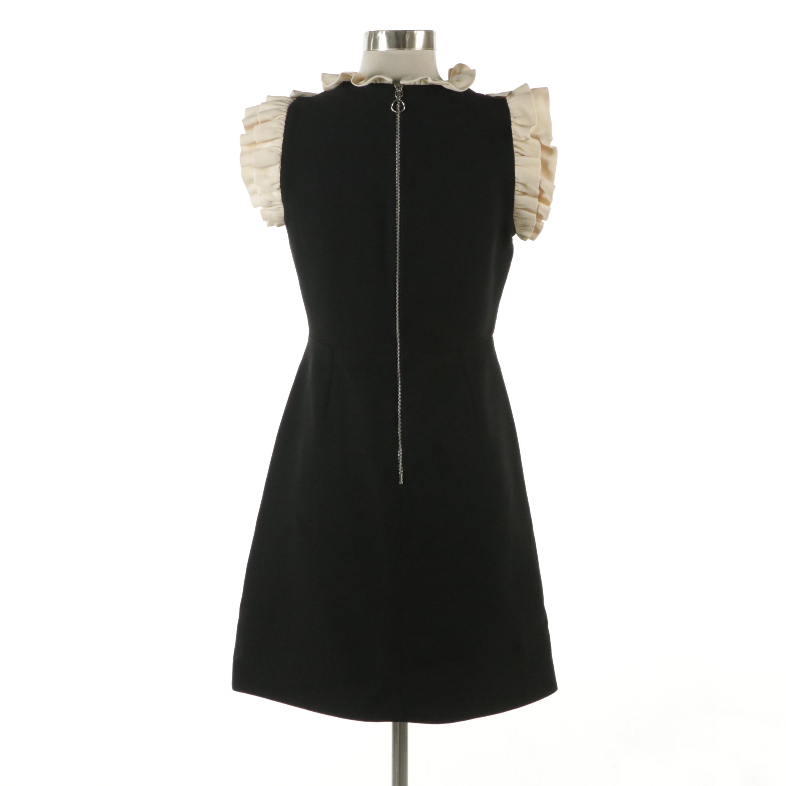 Gucci Floral Embroidered Ruffle Dress in Wool Crepe