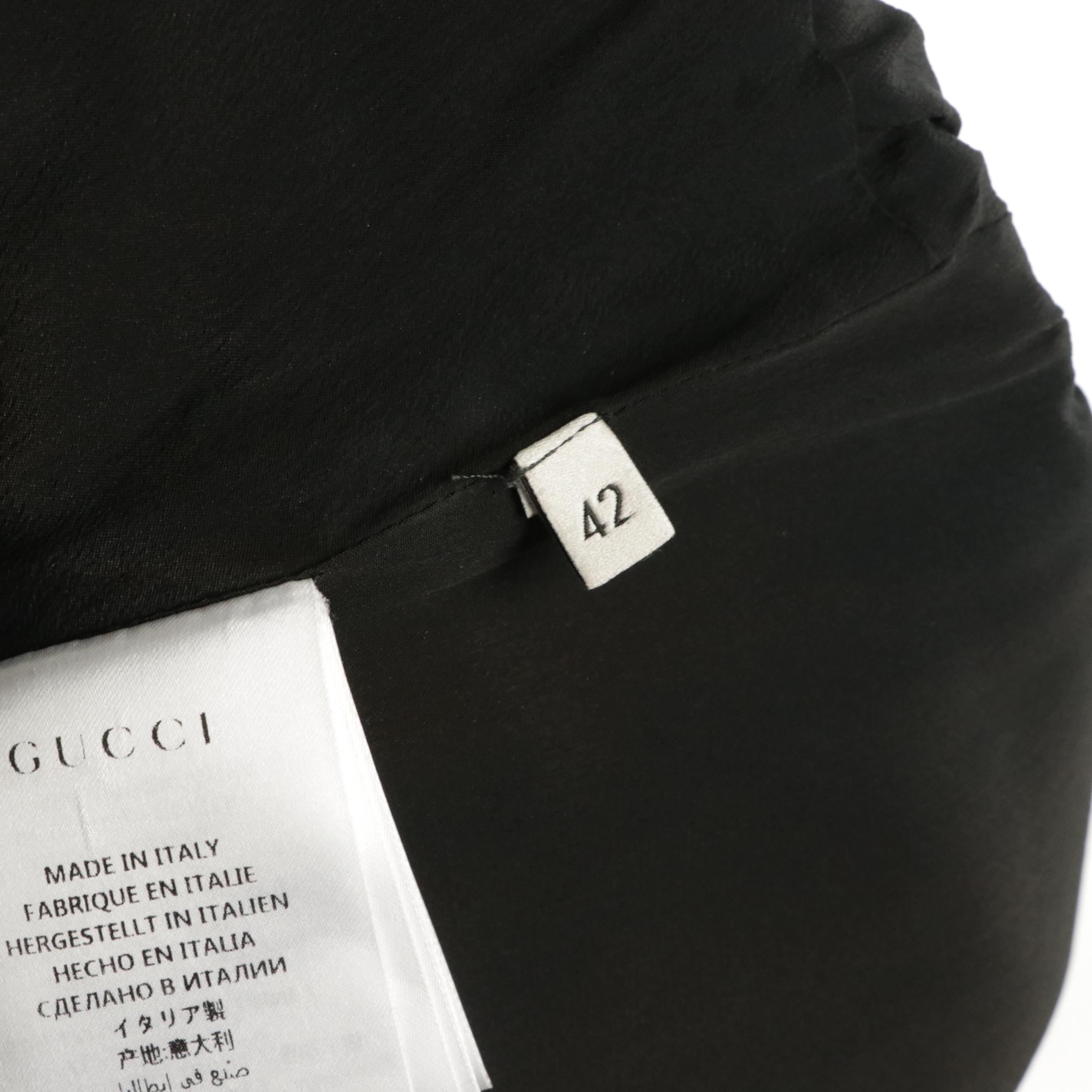 Gucci Floral Embroidered Ruffle Dress in Wool Crepe