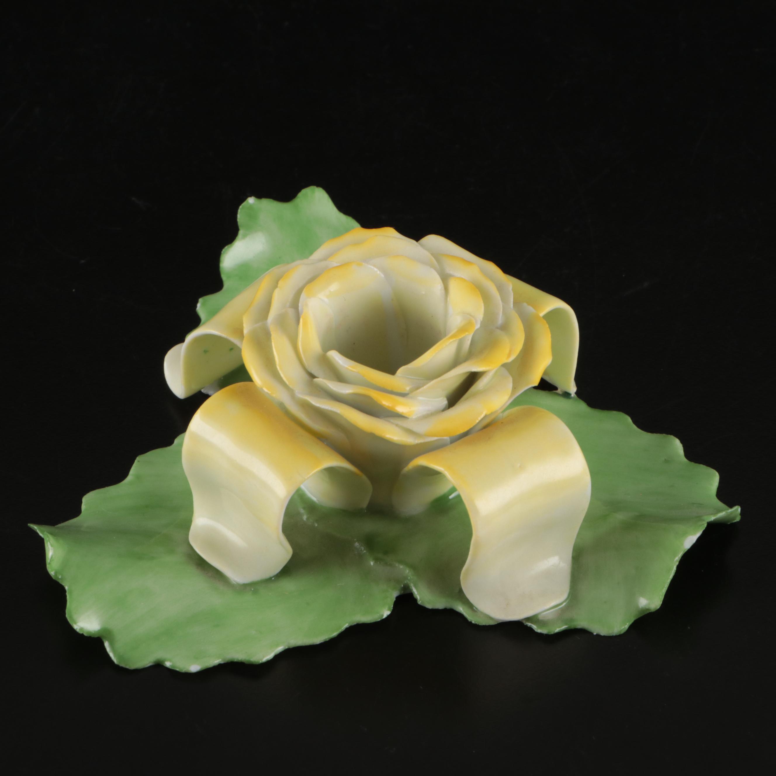 Herend Porcelain Rose Candlesticks