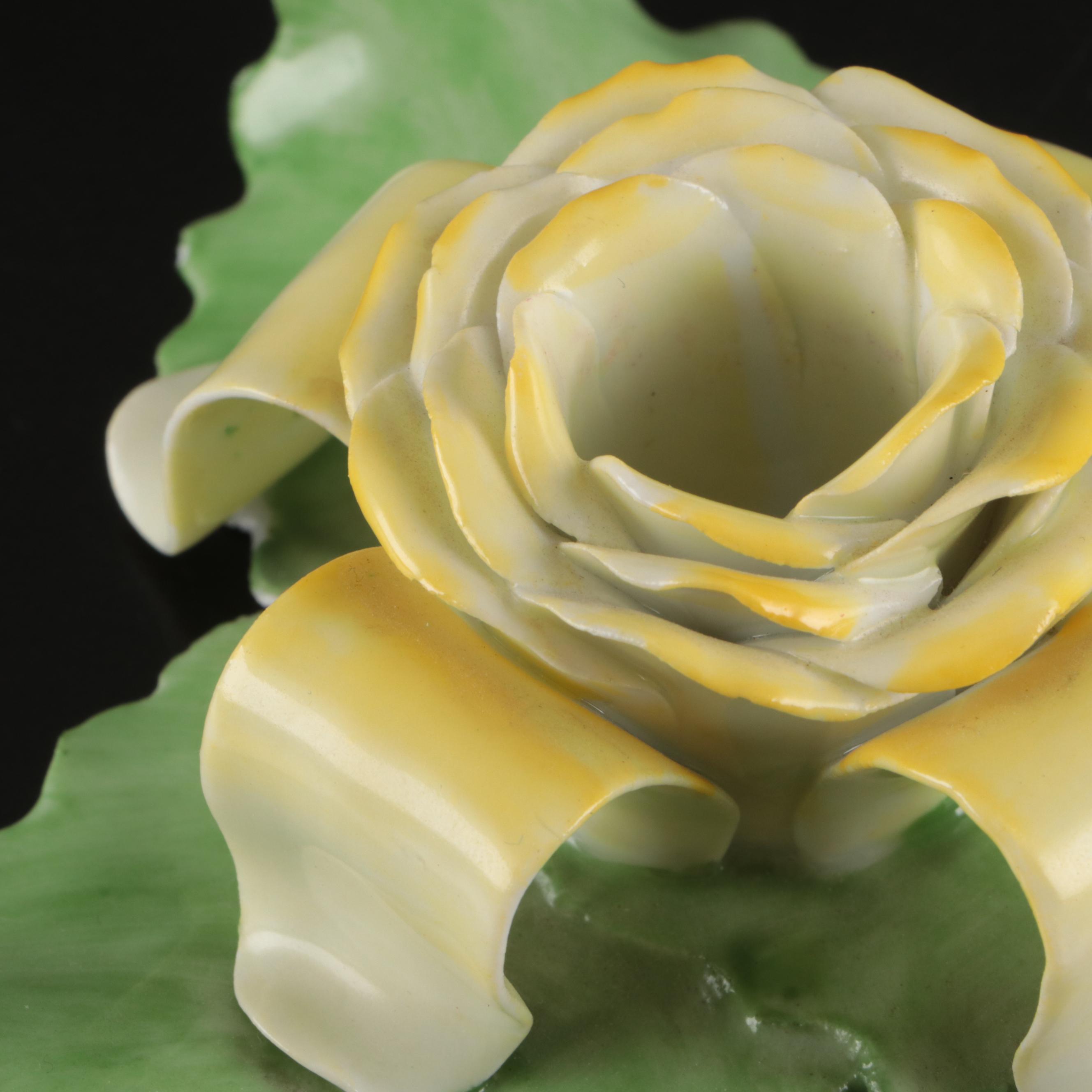 Herend Porcelain Rose Candlesticks