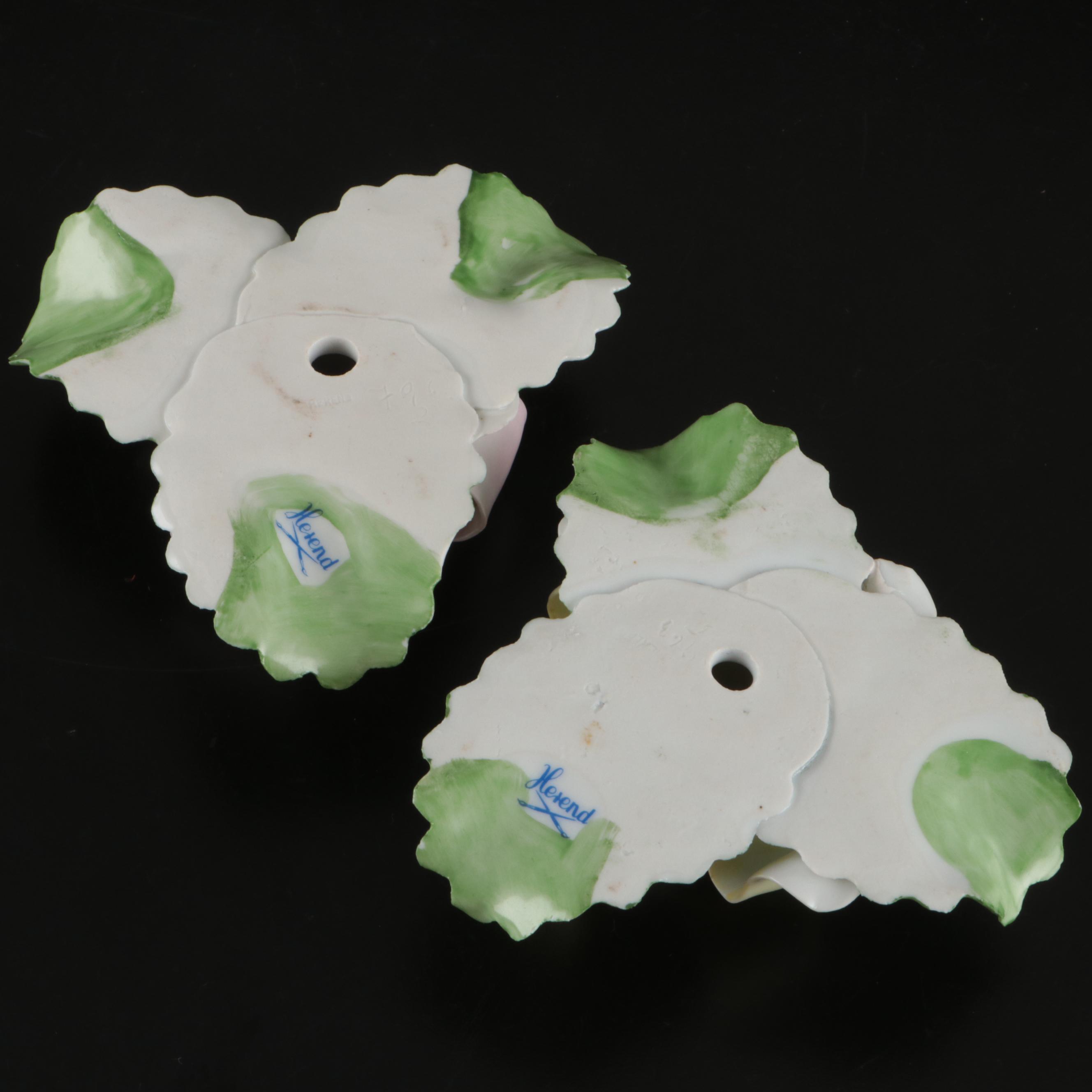 Herend Porcelain Rose Candlesticks