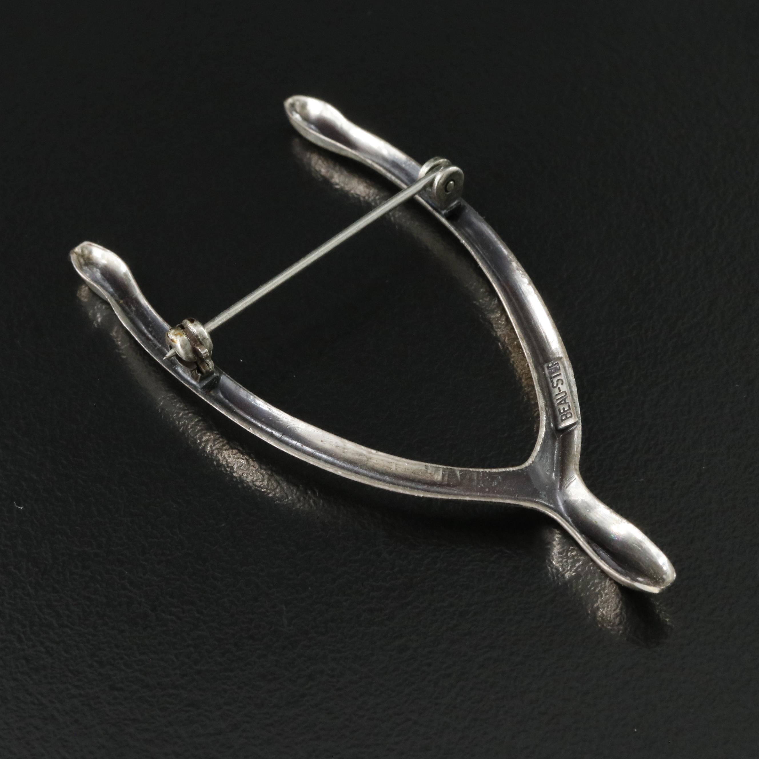 Vintage Beau Sterling Wishbone Brooch