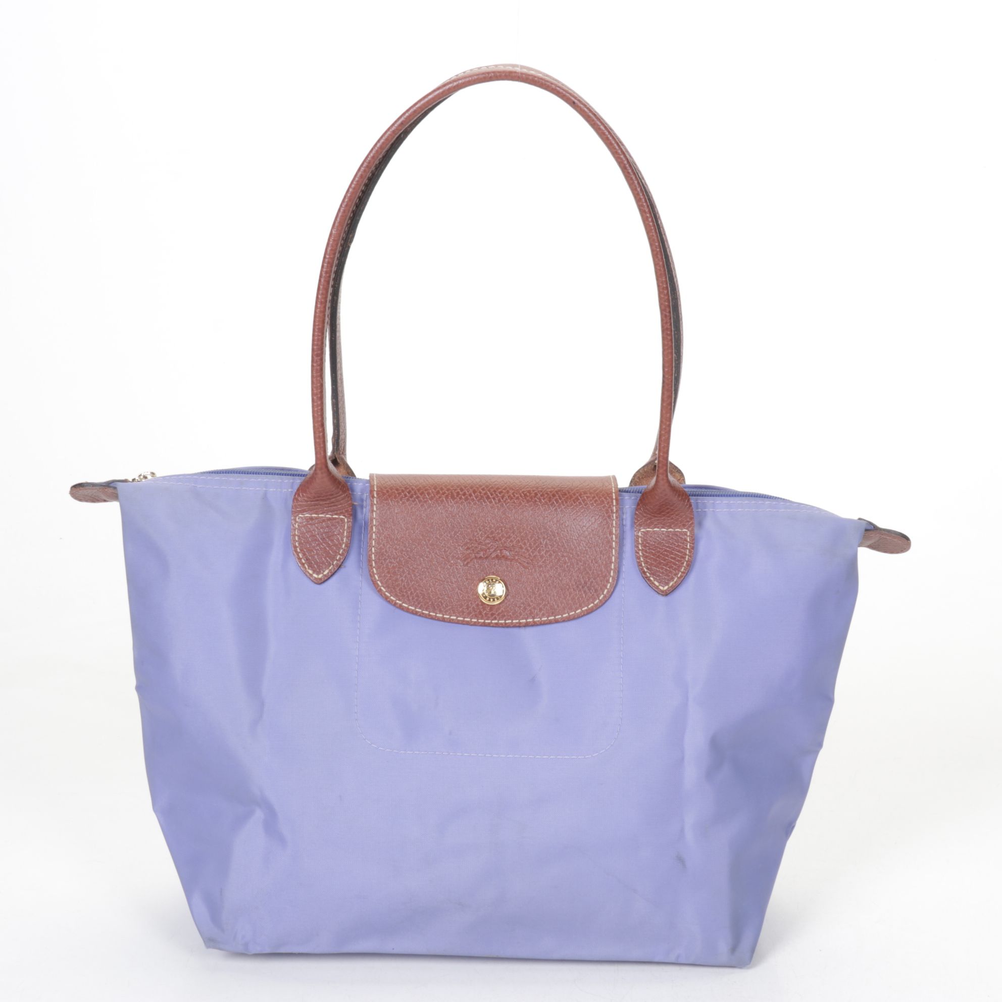 Longchamp Periwinkle & Green "Le Pliage" Small & Medium Tote Bags