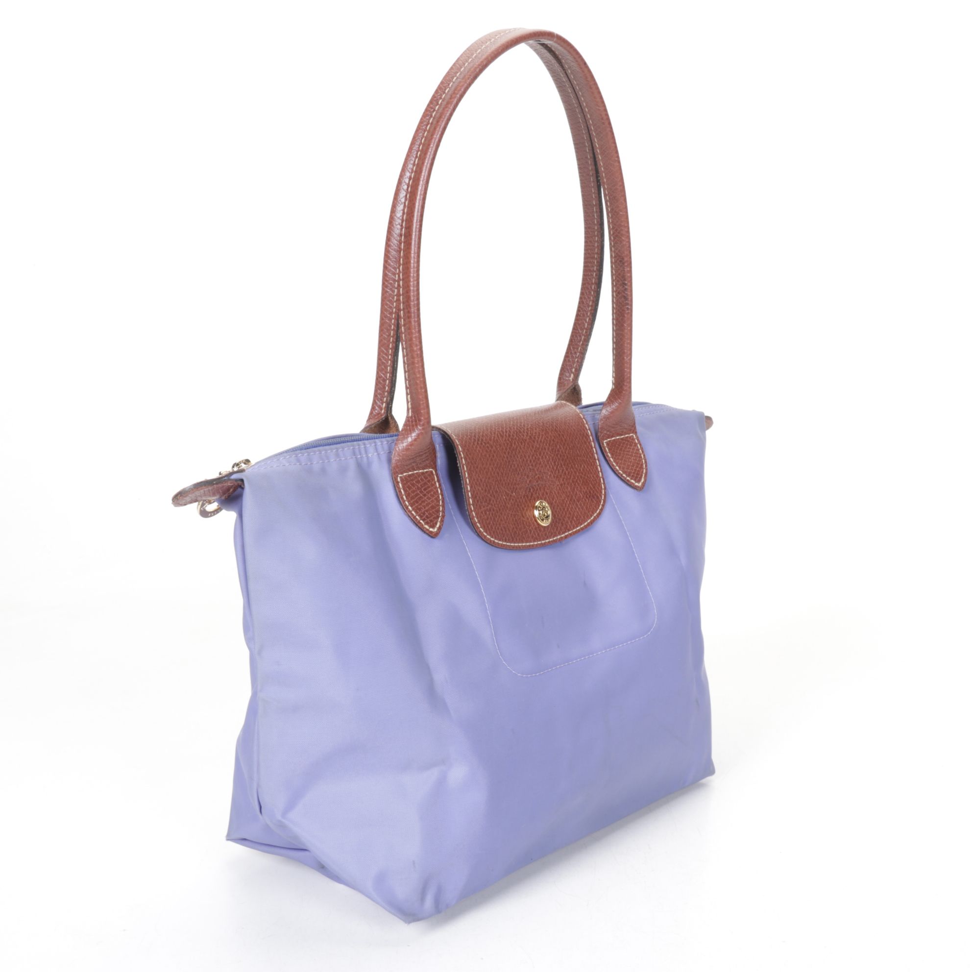 Longchamp Periwinkle & Green "Le Pliage" Small & Medium Tote Bags